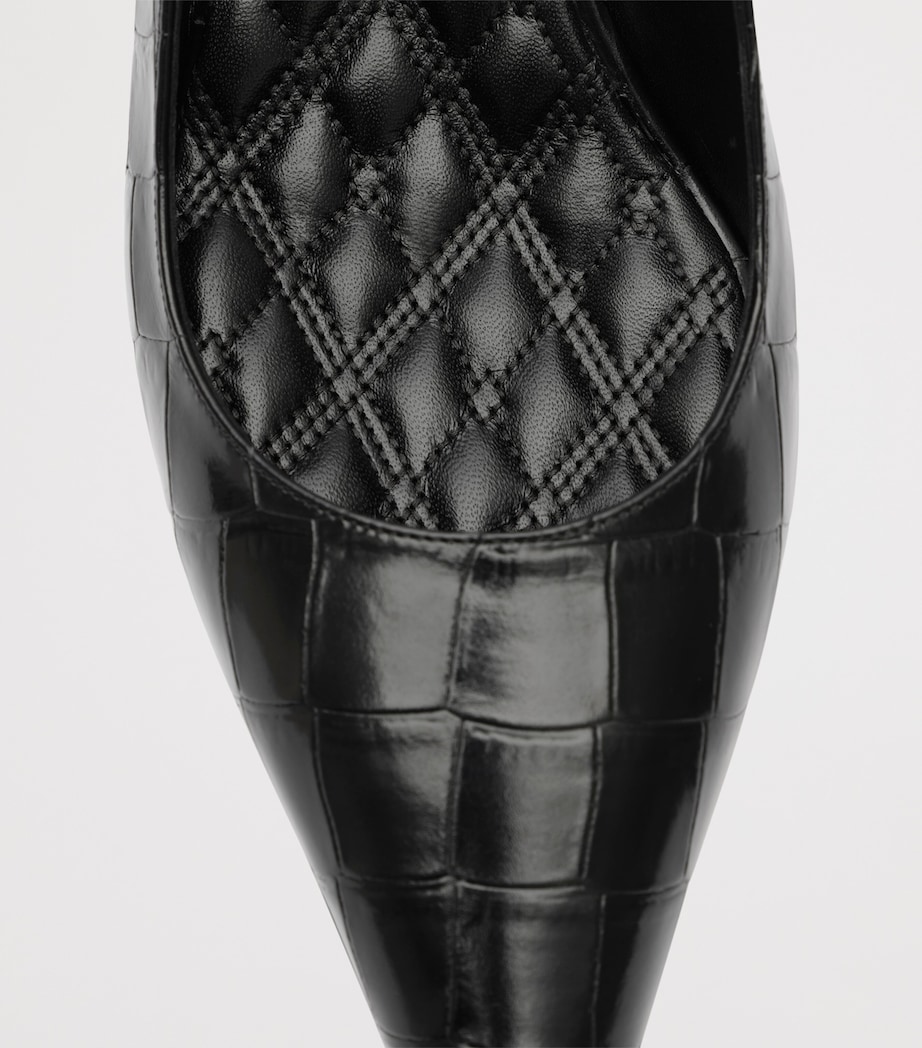 Burberry Leather Croc-Embossed Dame Slingback Pumps 55 Black Image 6