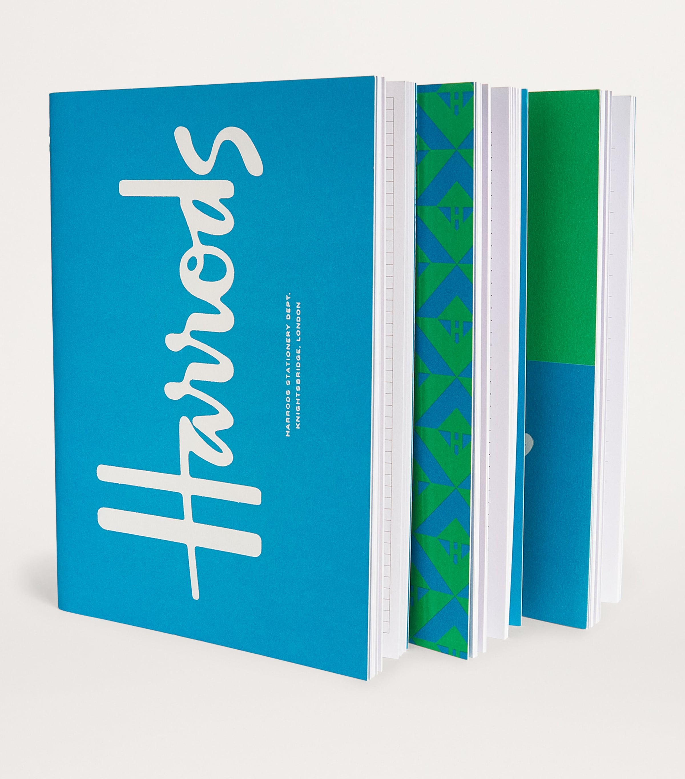 Harrods A6 Logo Notebooks (Set of 3) Blue Image 3