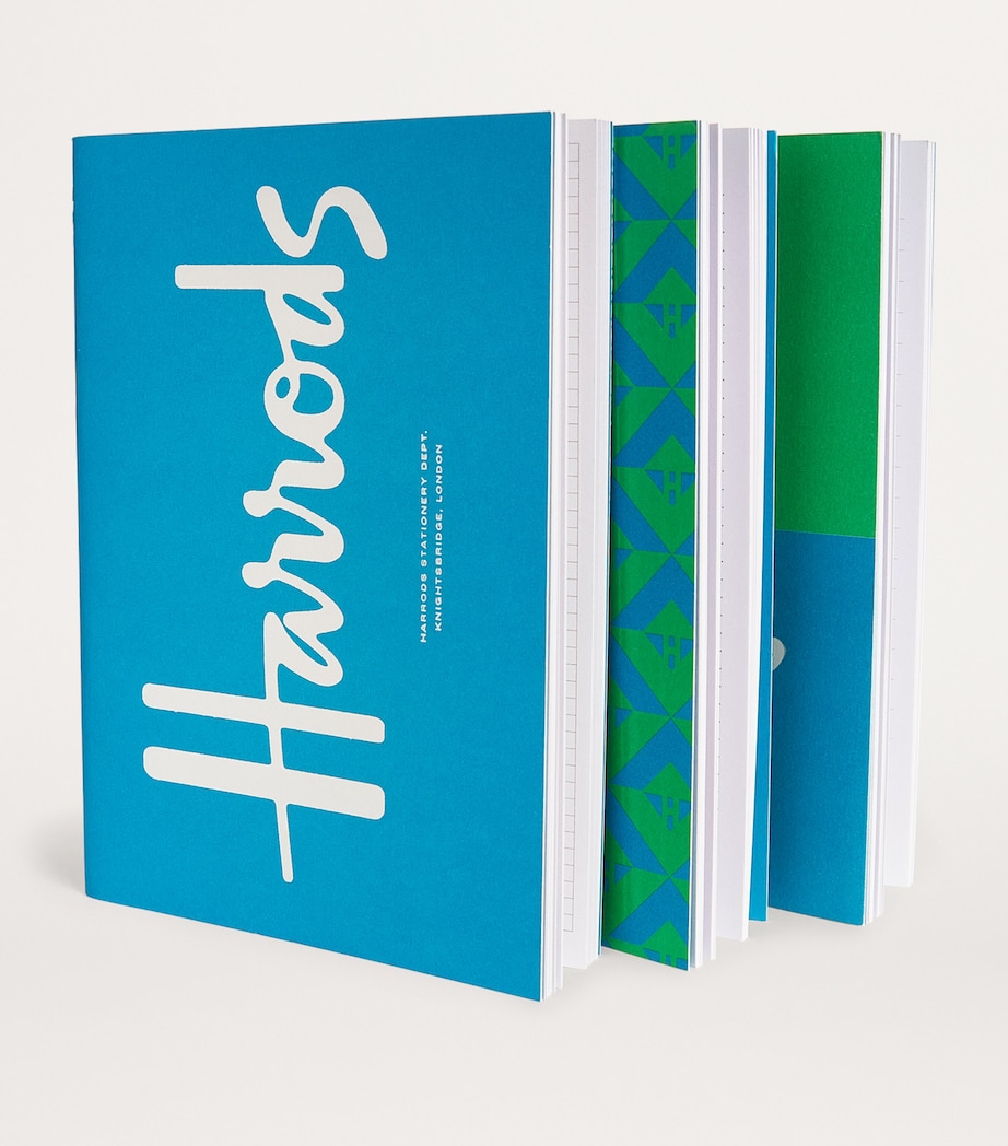 Harrods A6 Logo Notebooks (Set of 3) Blue Image 3