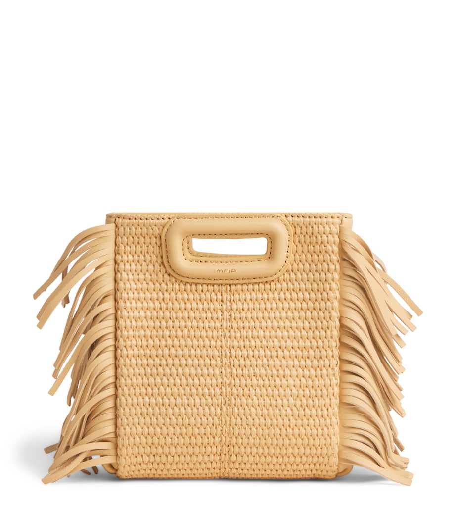 Maje Mini Raffia-Effect M Top-Handle Bag Beige Image 1