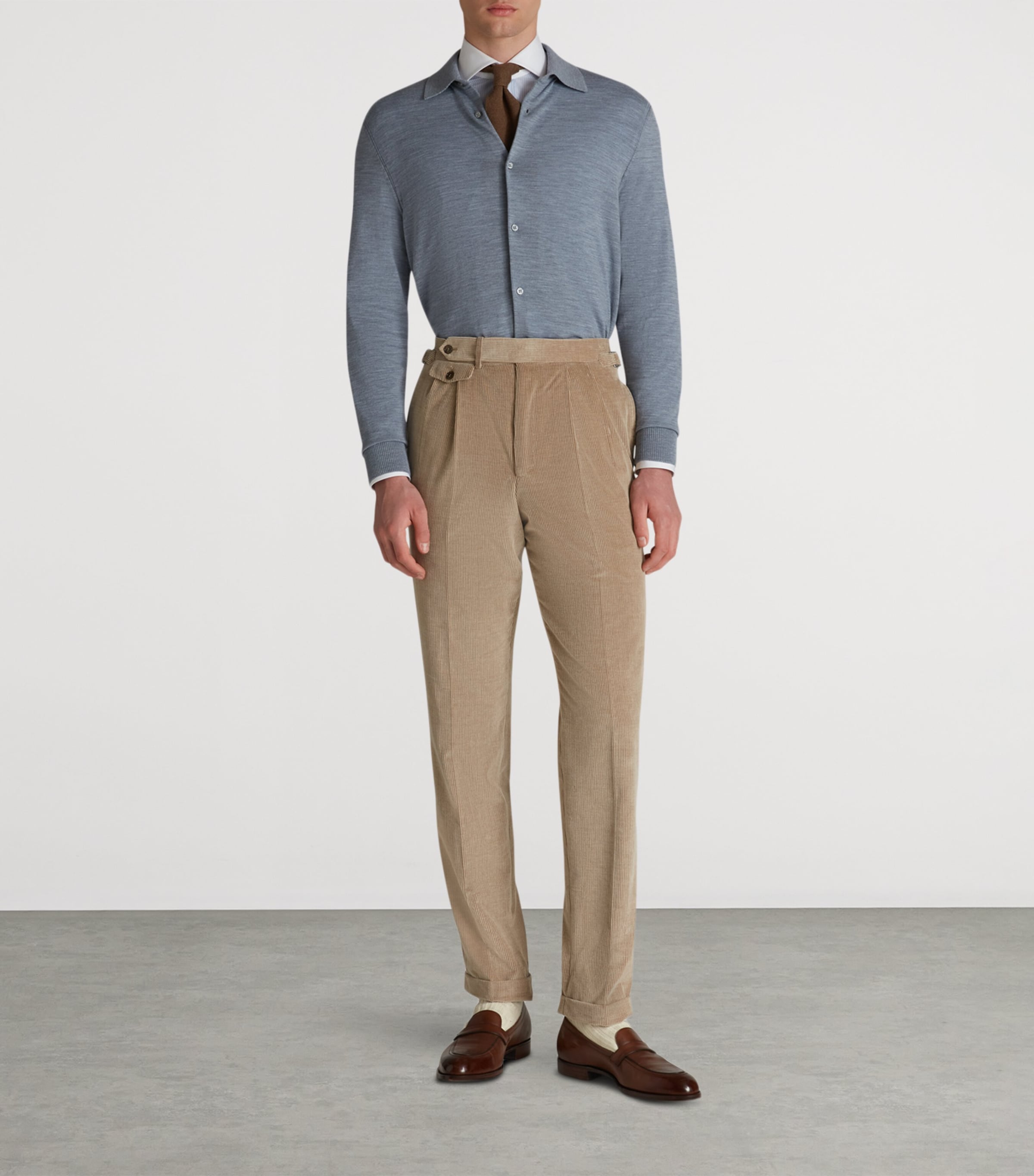 Superfine Virgin Merino Wool Shirt 483WASHED DENIM Image 2