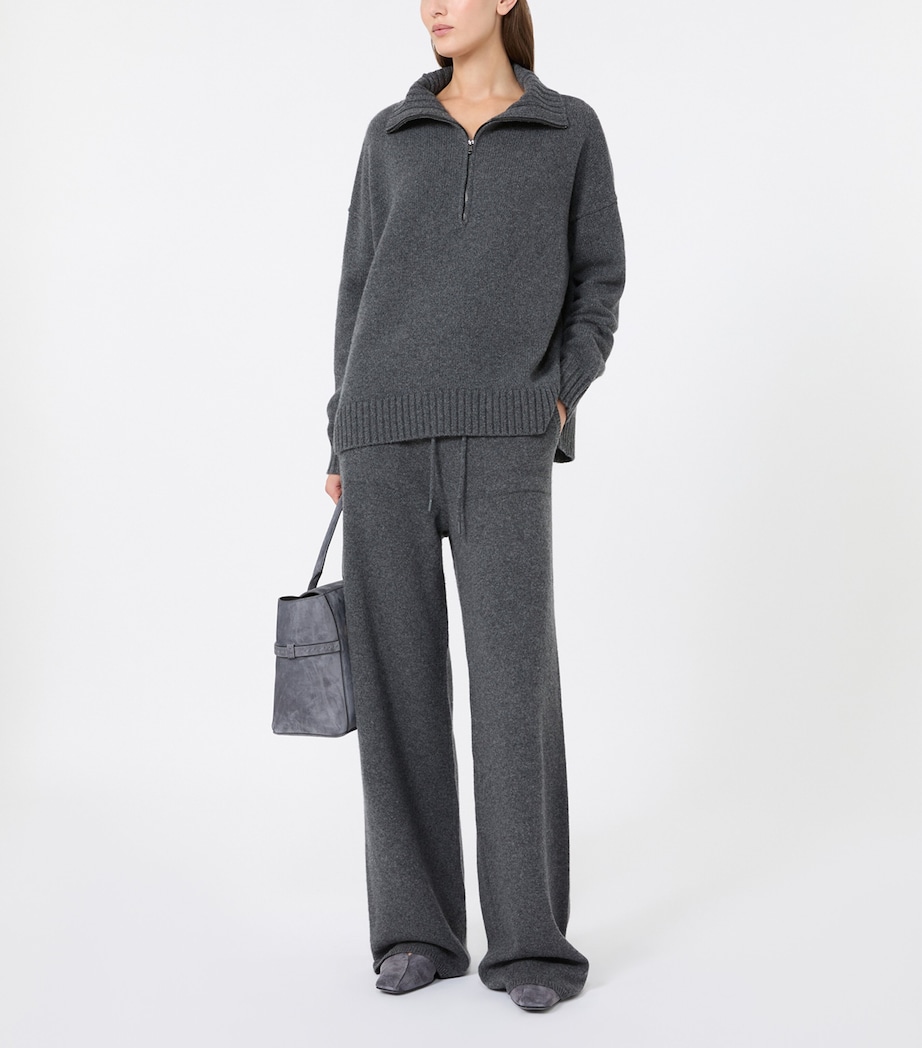 Max Mara Womens Cashmere Quarter-Zip Sweater Dark Grey Image 2