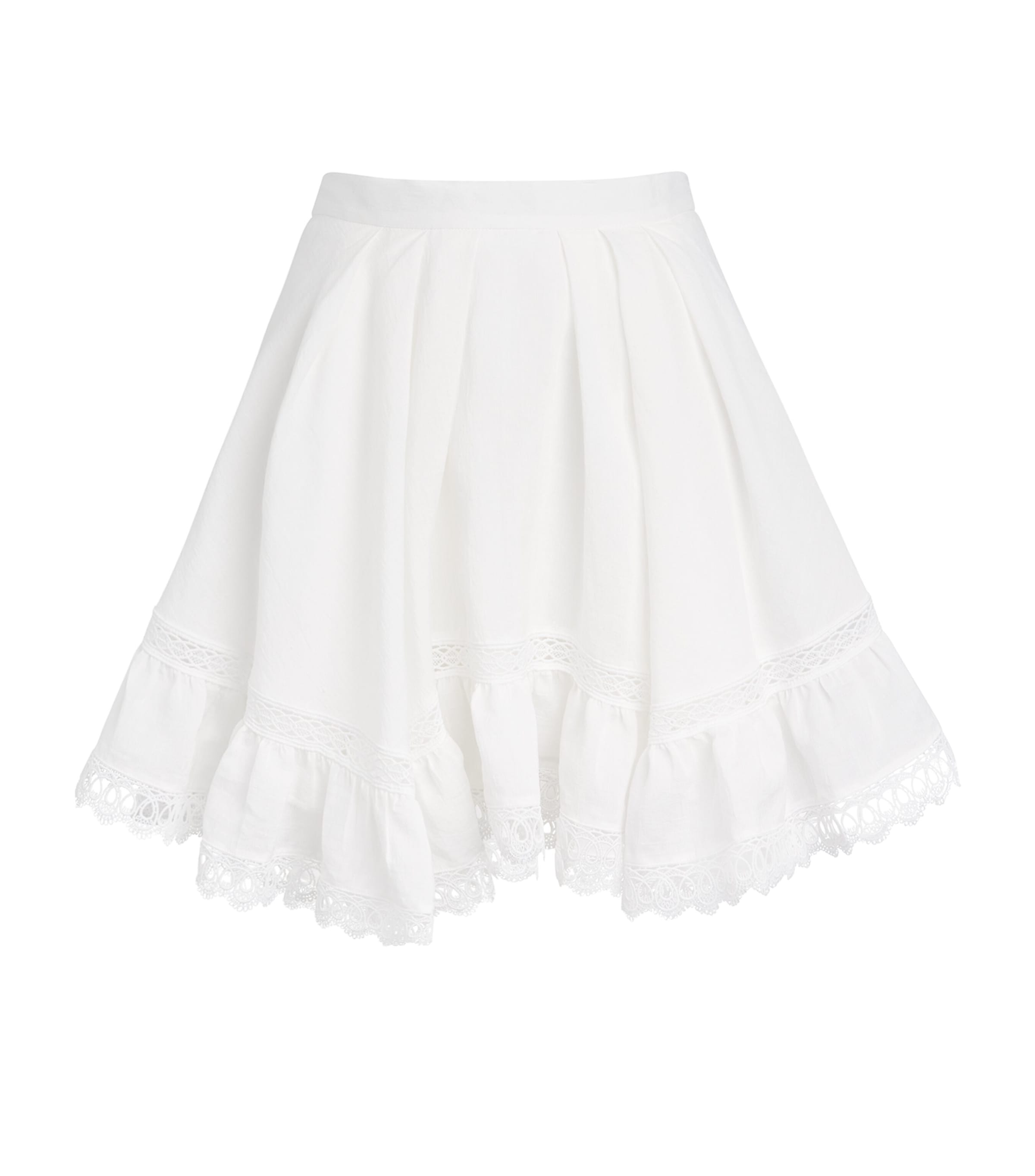 Claudie Pierlot Womens Lace-Trim Mini Skirt Ecru Image 1