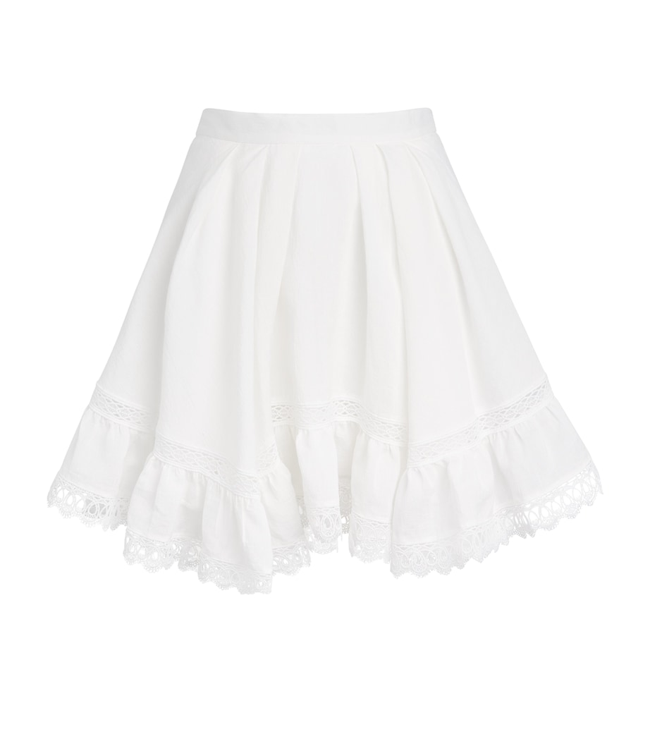 Claudie Pierlot Womens Lace-Trim Mini Skirt Ecru Image 1