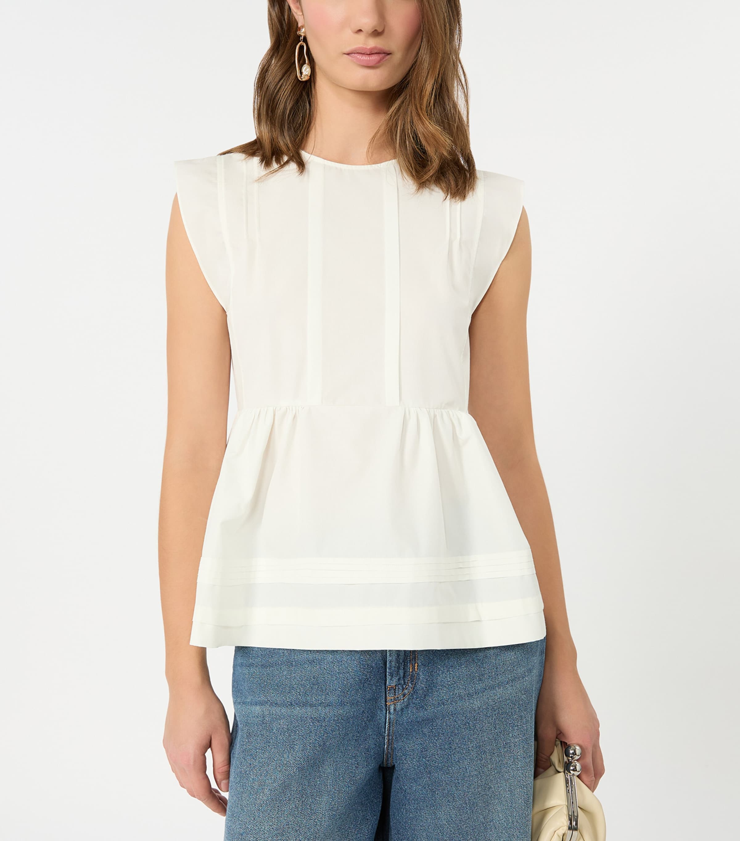 Weekend Max Mara Womens Cotton Flared Blouse White Image 4