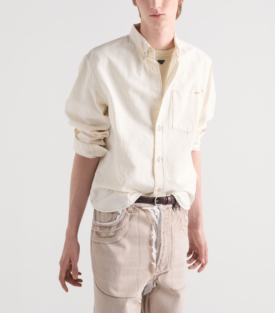 Prada Mens Chambray Button-Down Shirt Image 3