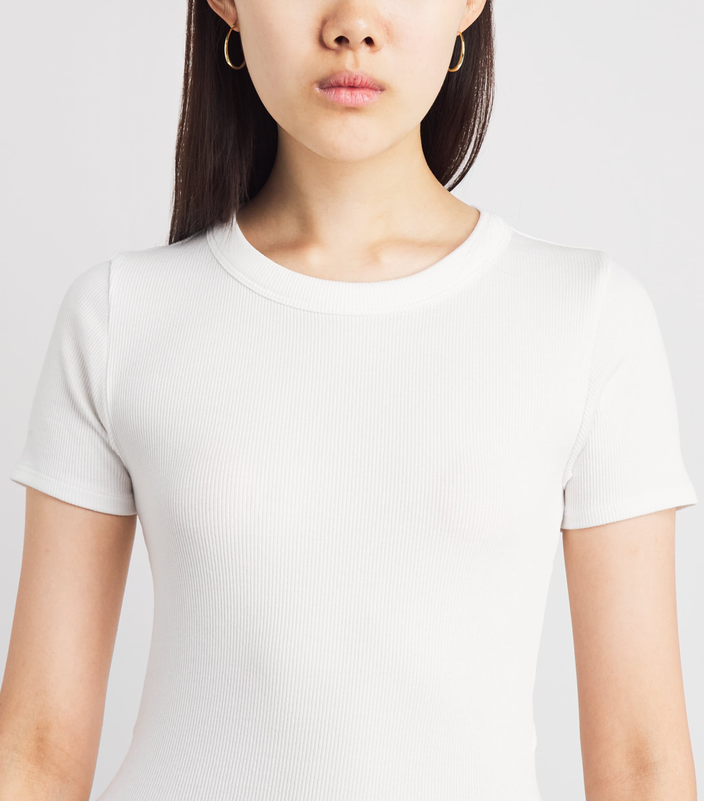 Rag & Bone Womens Ribbed Essential T-Shirt White Image 3