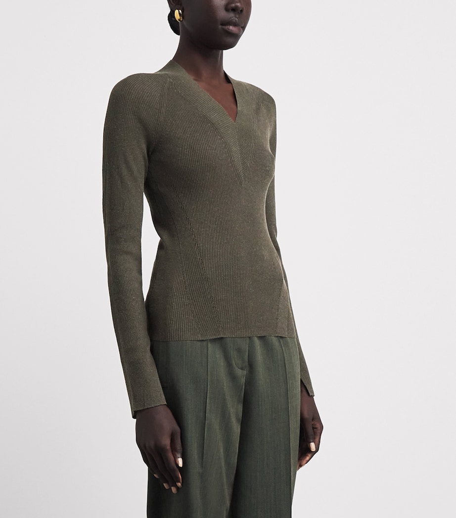 Joseph Womens Rib-Knit Harti Sweater Palm Leaf Image 4