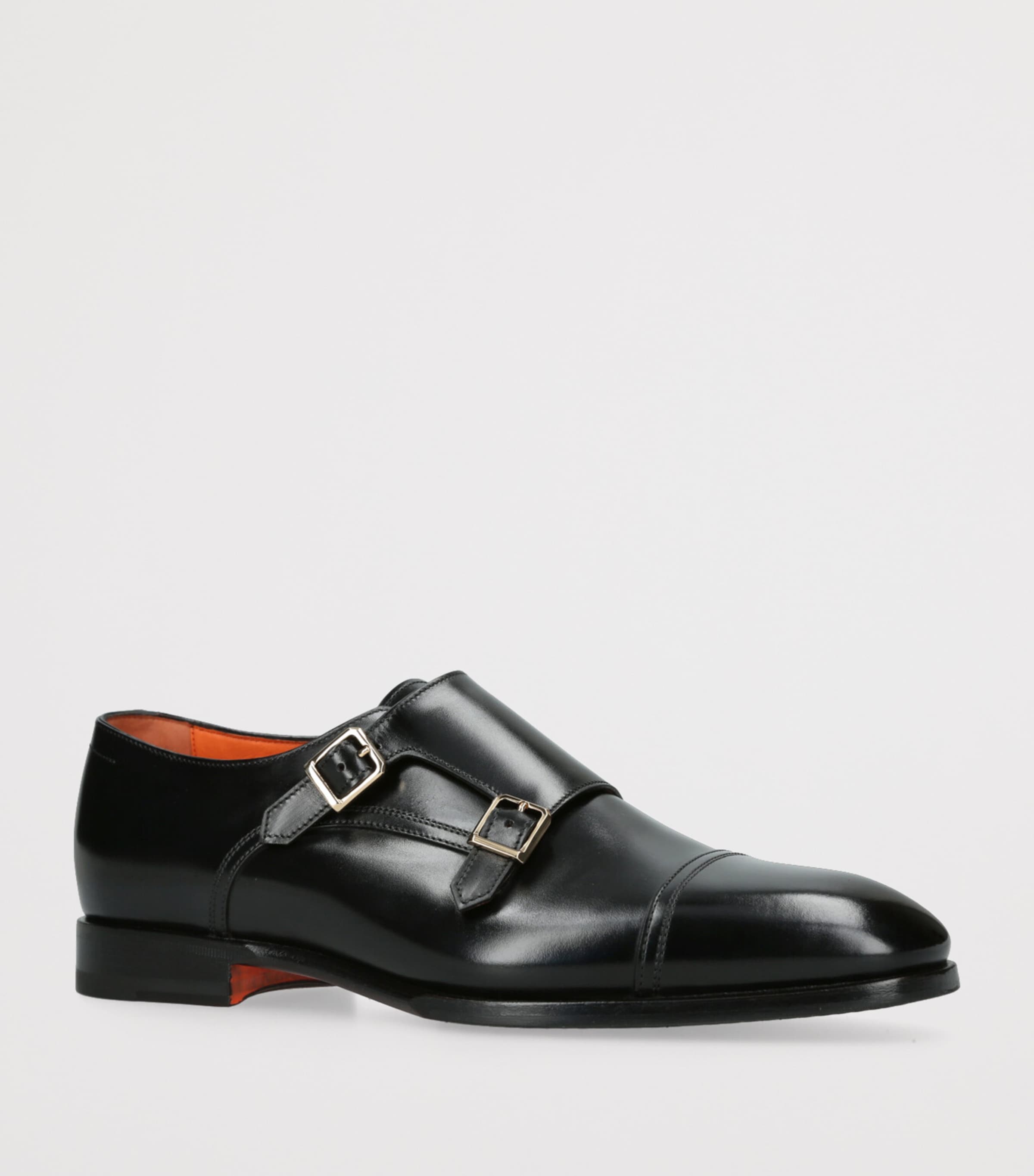 Leather Adrian Blake Monk Shoes BLACK Image 3