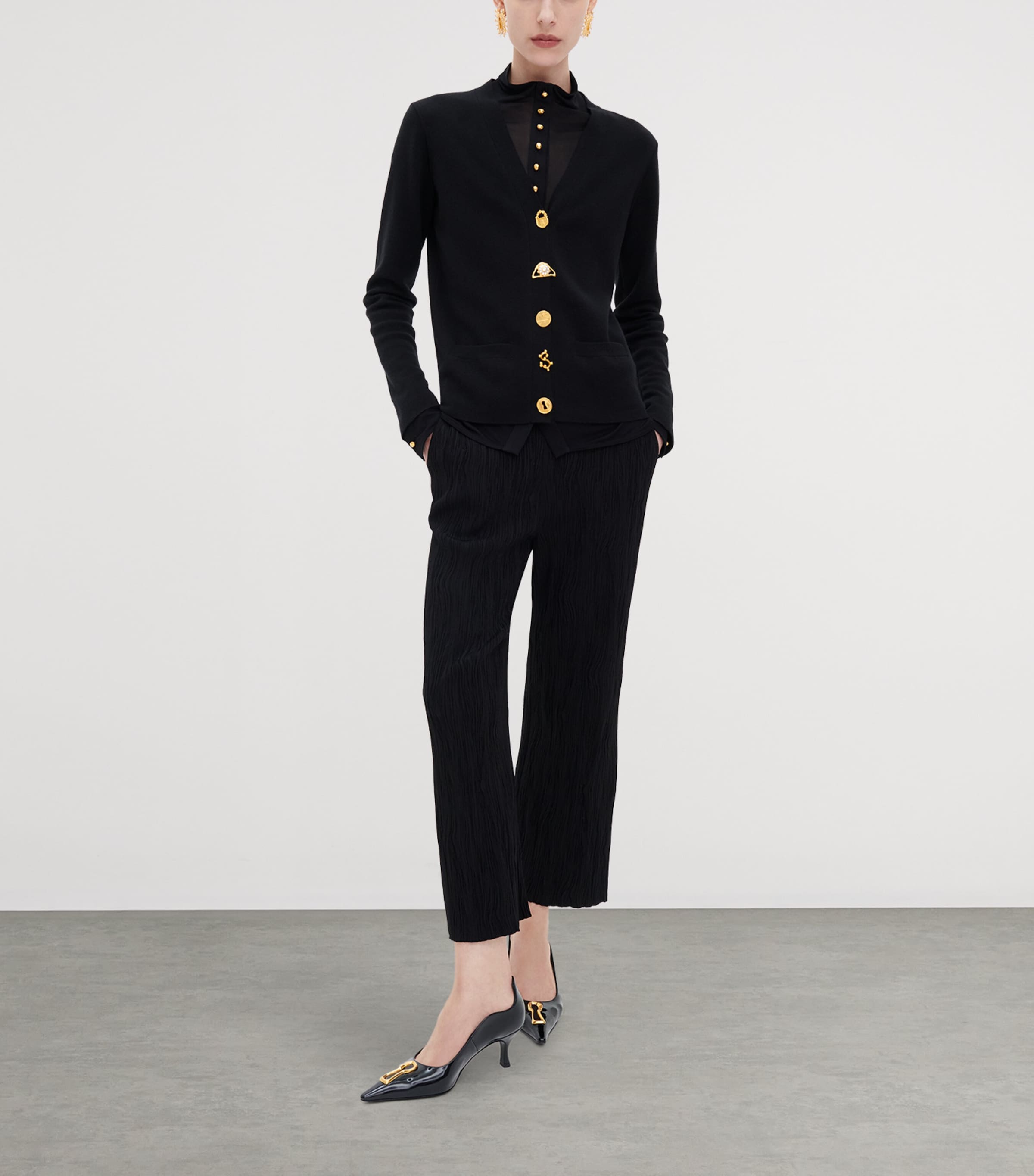 Schiaparelli Womens Cashmere-Blend Anatomy Cardigan Black Image 2