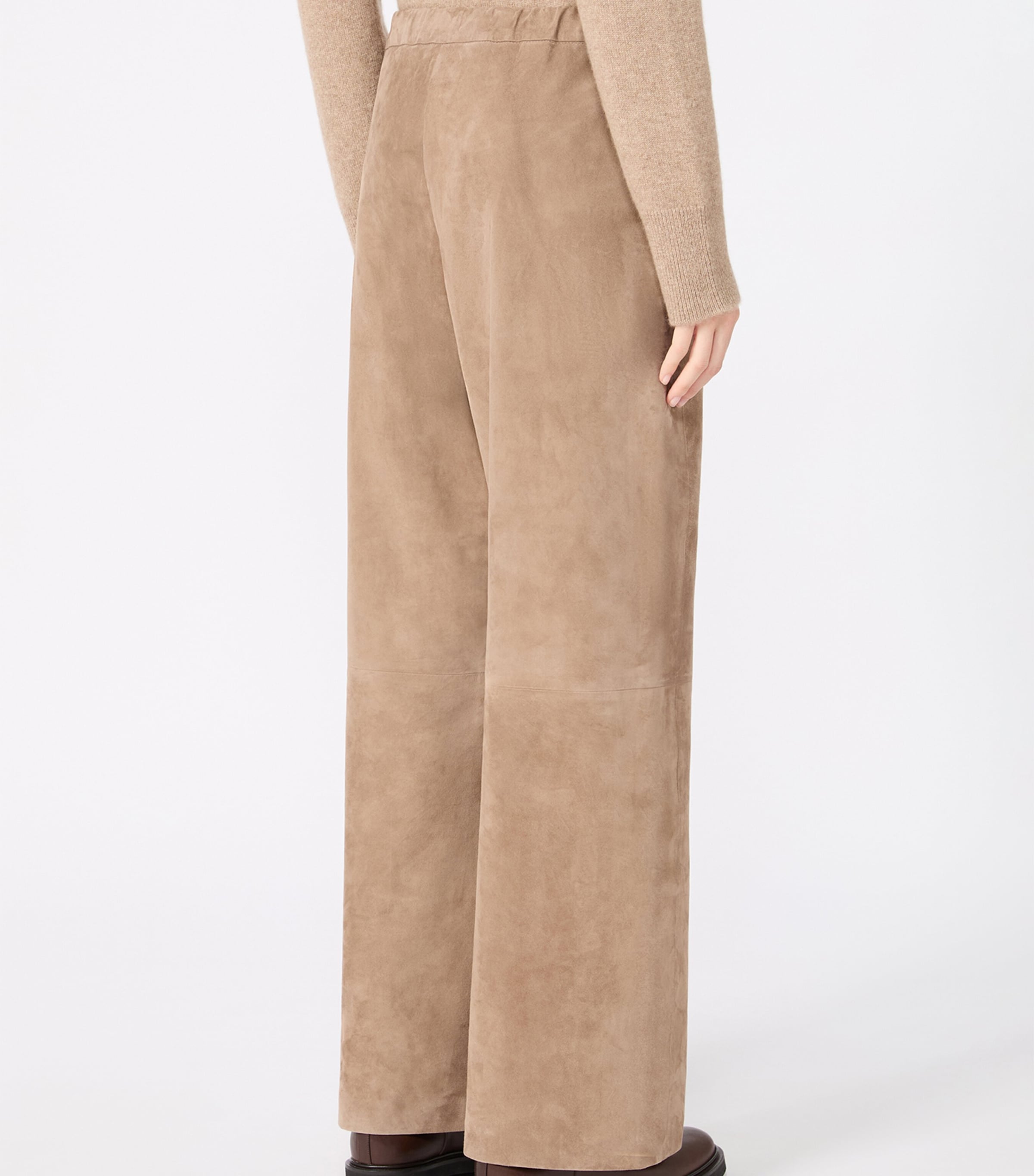 Max Mara Womens Suede Drawstring Trousers Colonial Image 4