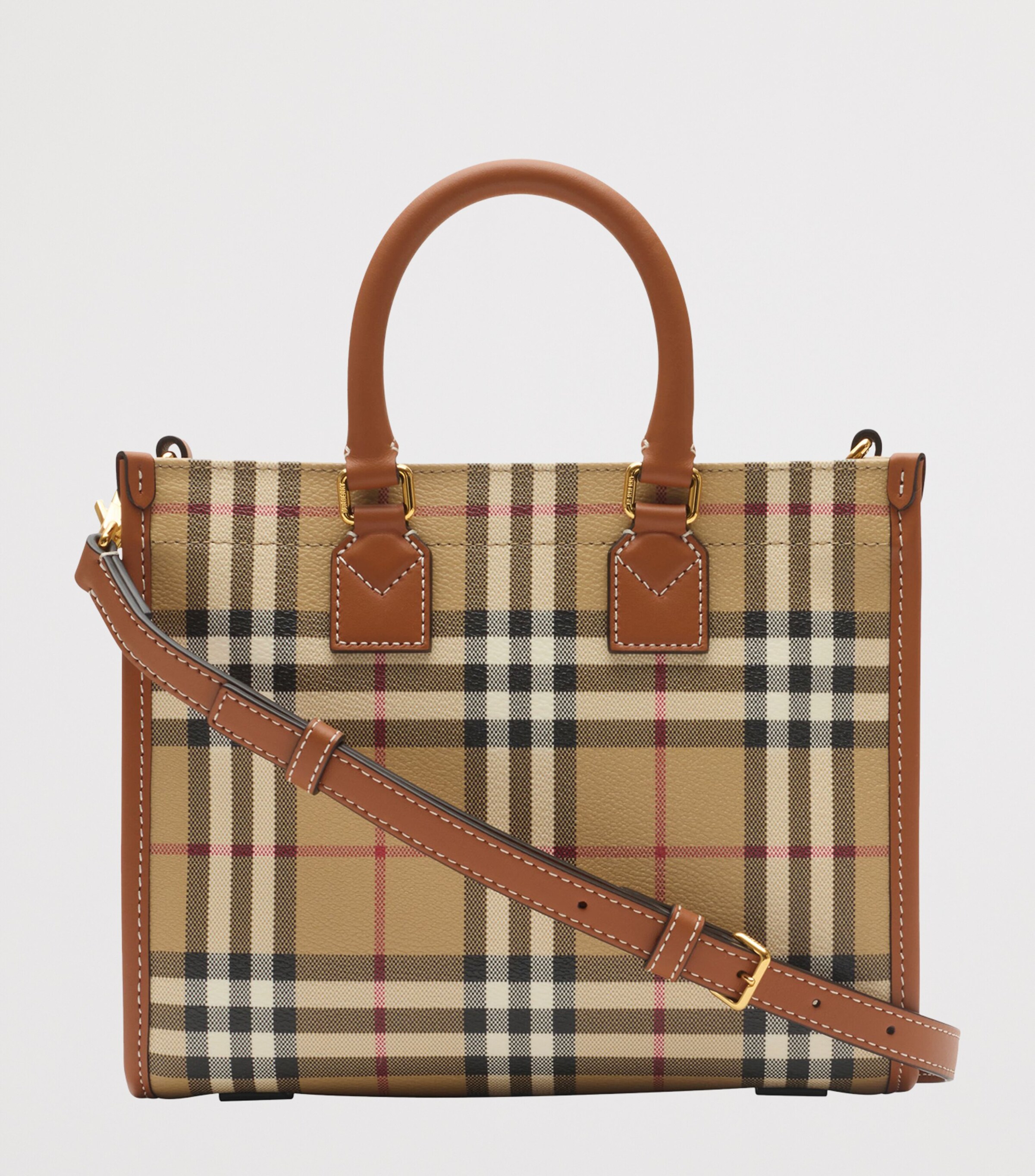 Mini Check Freya Tote Bag VNTG CHK/BRIAR BROWN Image 5