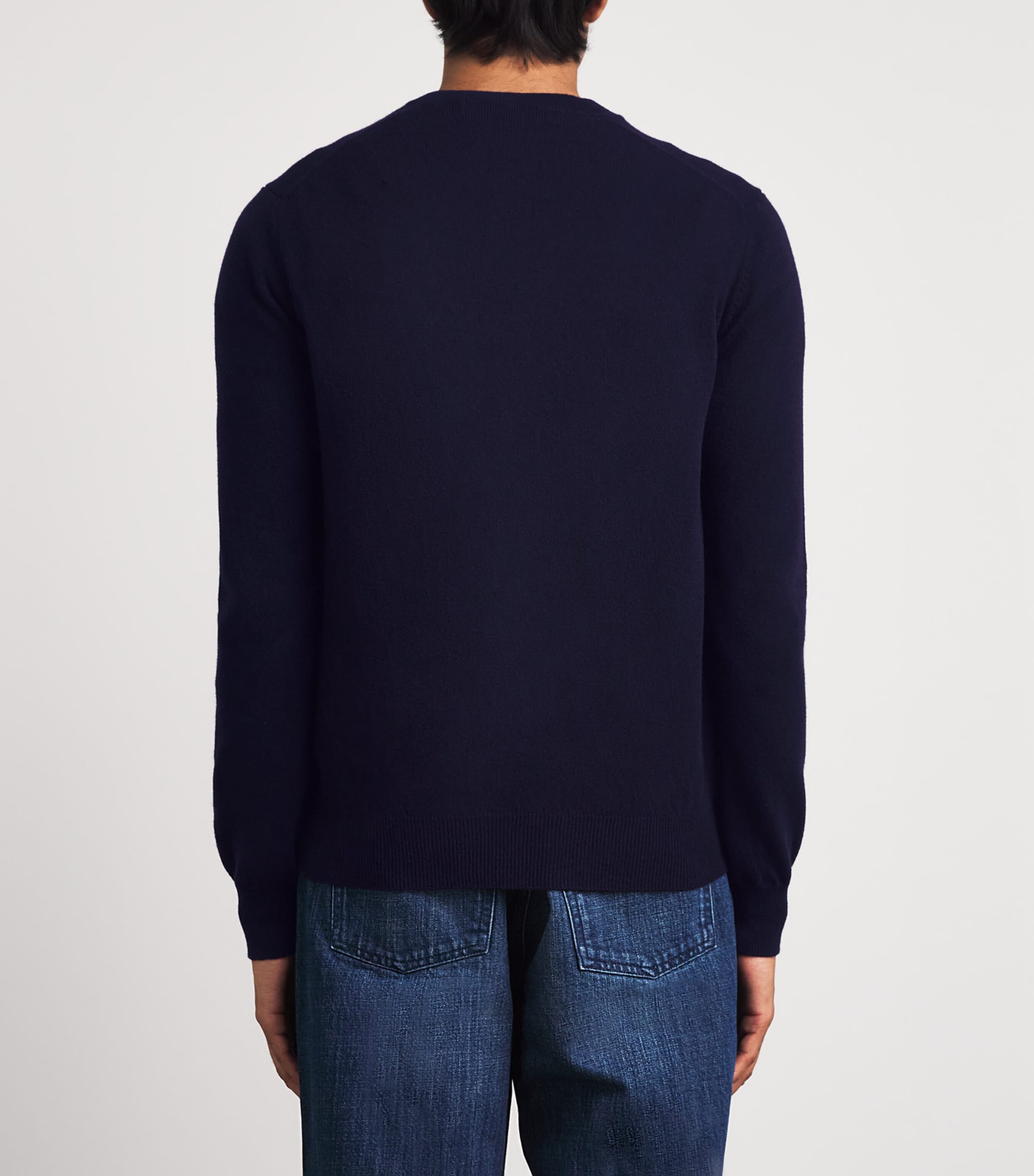 Comme Des Garçons Play Mens Wool Rhinestone Heart Logo Cardigan Navy Image 5