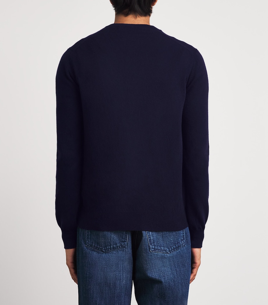 Comme Des Garçons Play Mens Wool Rhinestone Heart Logo Cardigan Navy Image 5