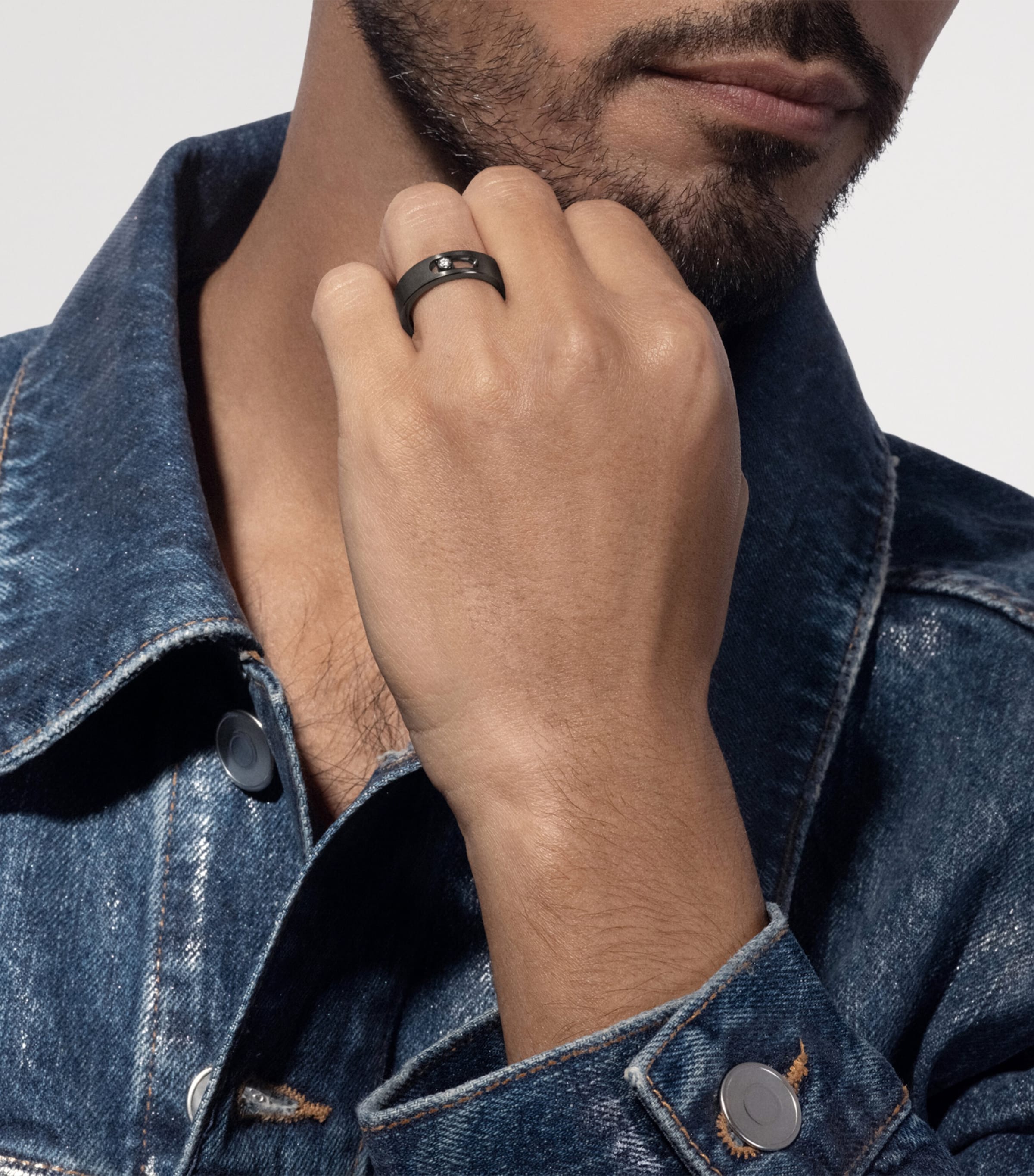 Messika Move Titanium Brushed Titanium and Diamond Ring (0.05ct) Titanium Grey Image 2