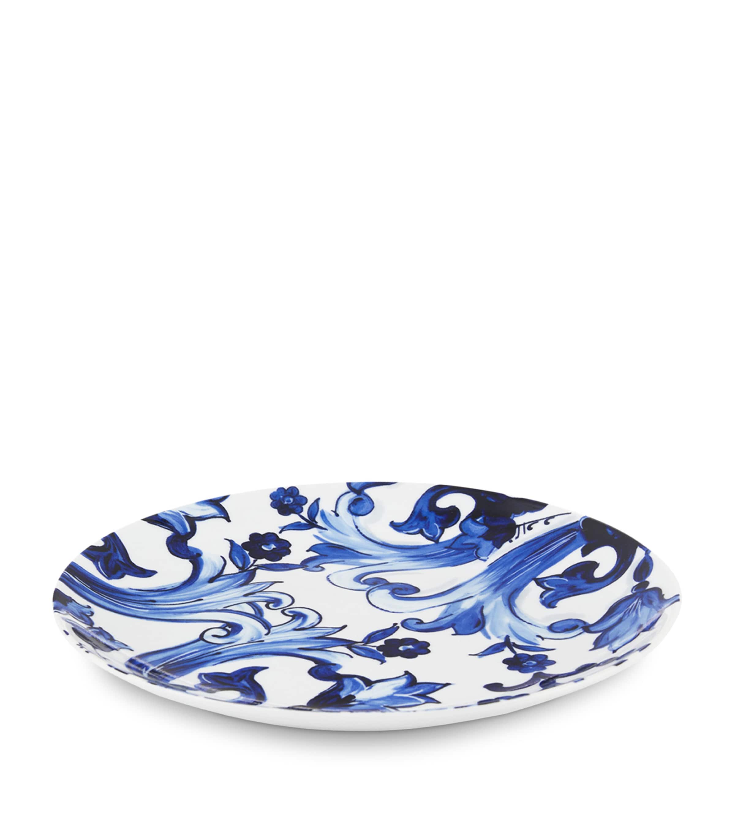 Dolce&Gabbana Casa Set of 2 Blu Mediterraneo Dinner Plates (26cm) Fiore Pic Blu Image 3