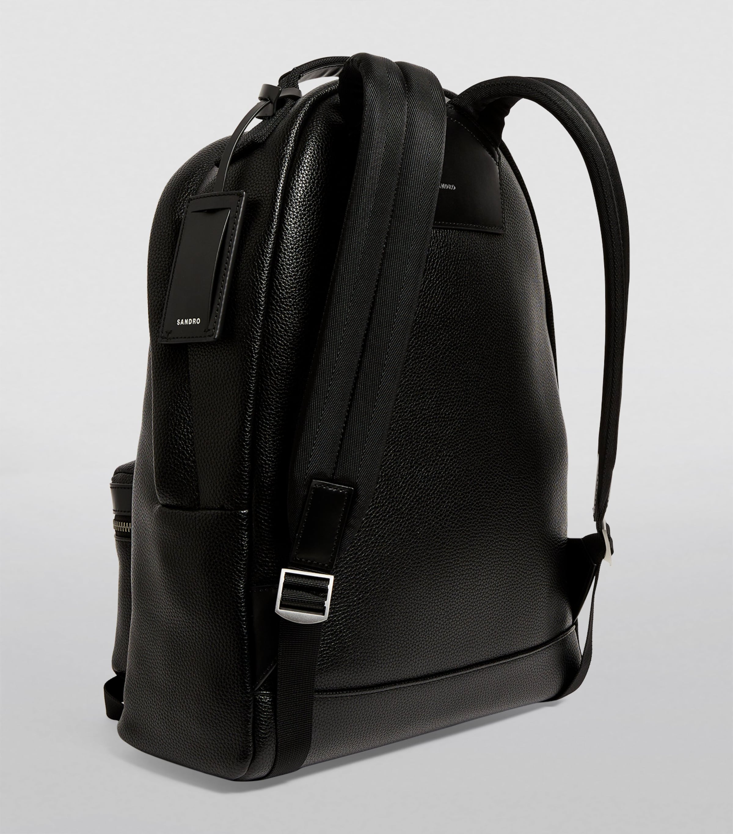 Leather-Trim Backpack BLACK Image 2