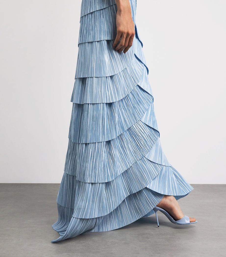 Cult Gaia Womens Pleated Halterneck Marsla Maxi Dress Coastal Image 5