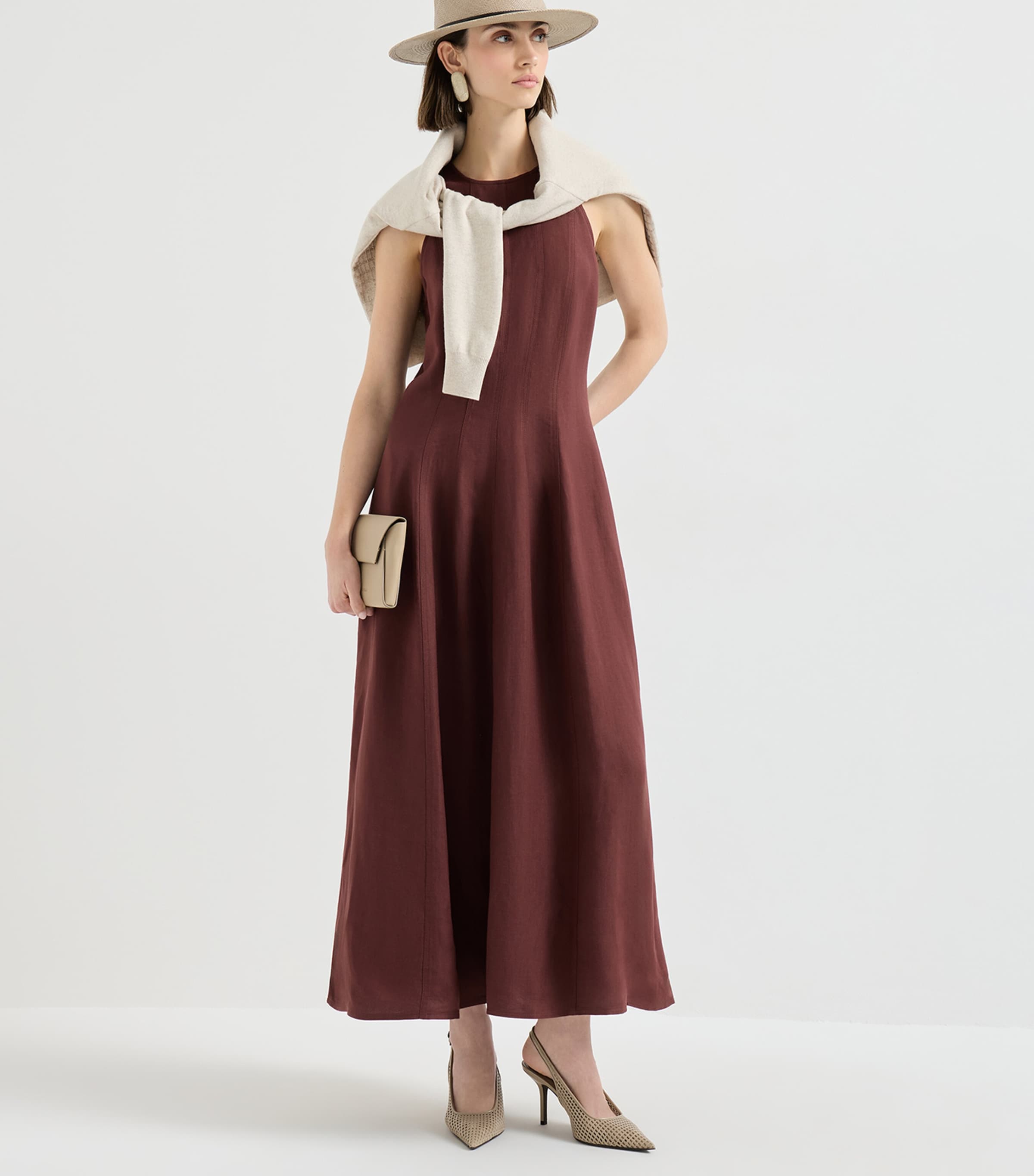 Brunello Cucinelli Womens Twill Maxi Dress Image 2