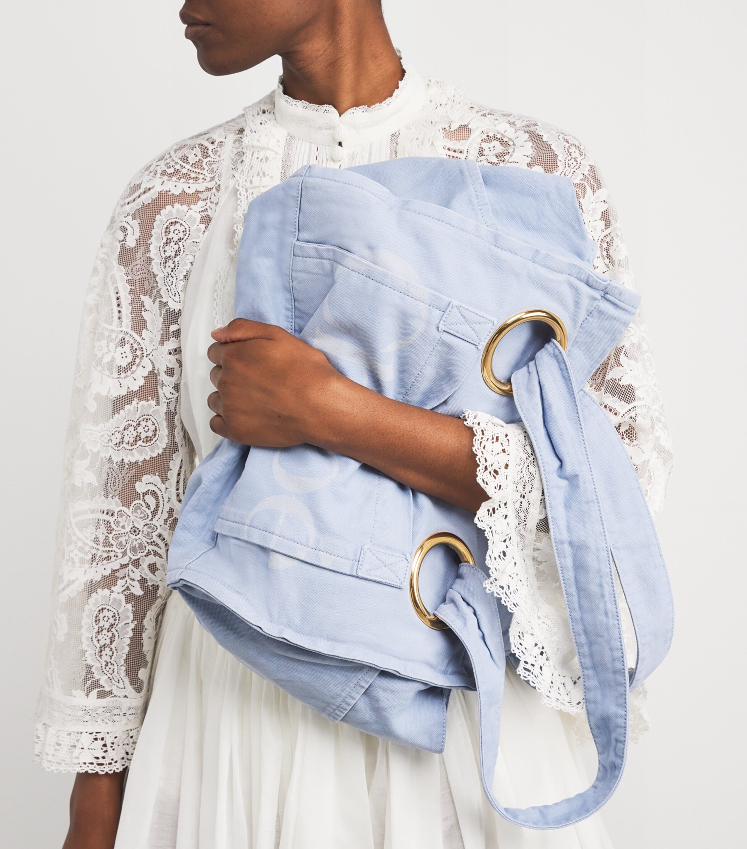 Chloé Cotton Plage Tote Bag Pebble Blue Image 5
