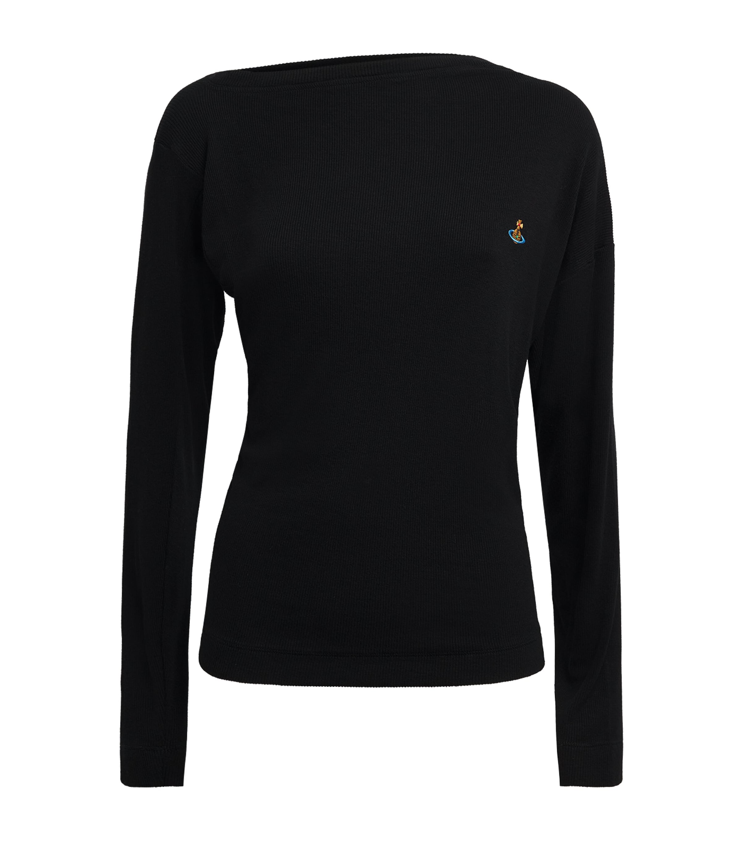 Vivienne Westwood Womens Ribbed Hebo Long-Sleeve T-Shirt Black Image 1