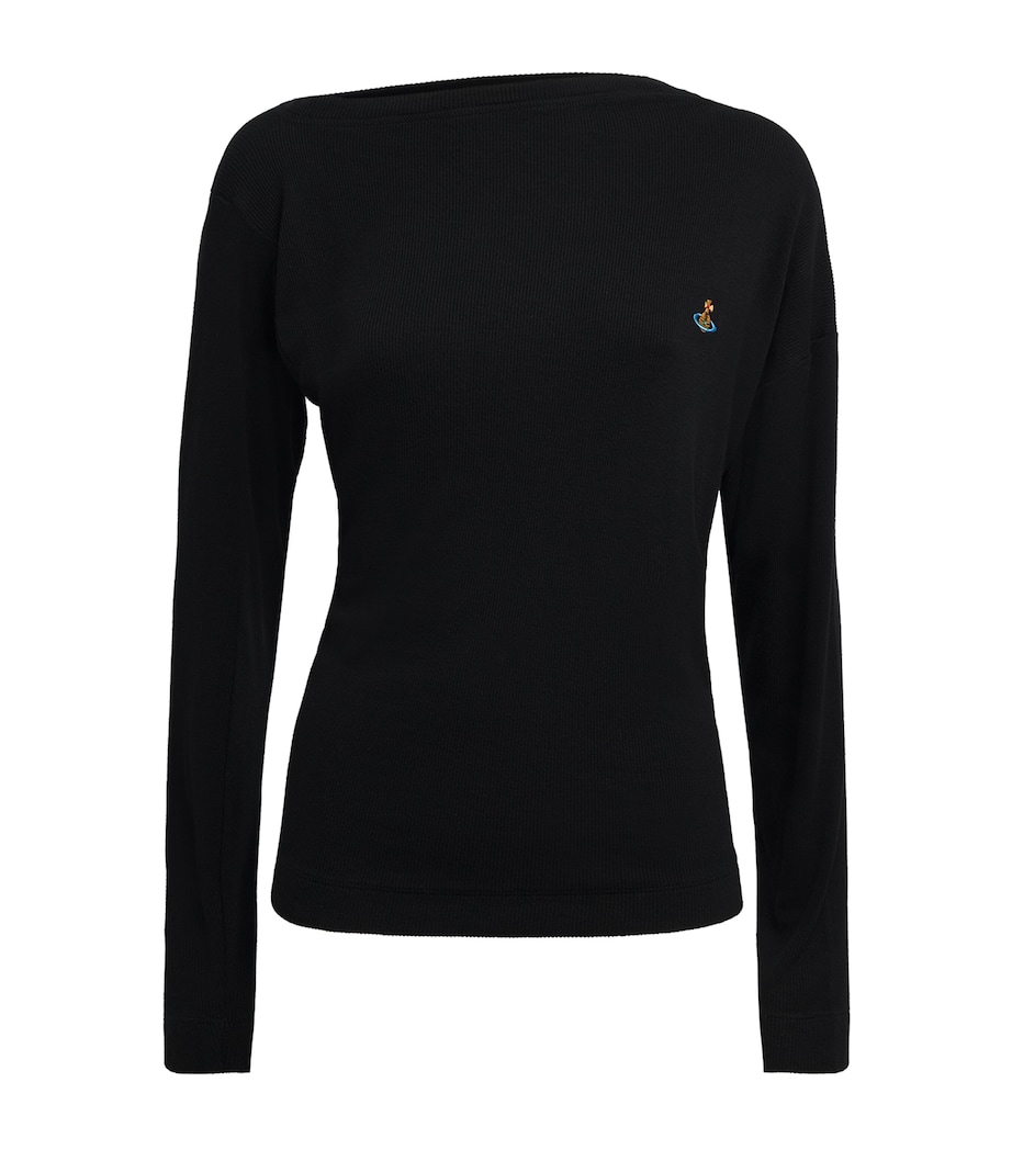 Vivienne Westwood Womens Ribbed Hebo Long-Sleeve T-Shirt Black Image 1
