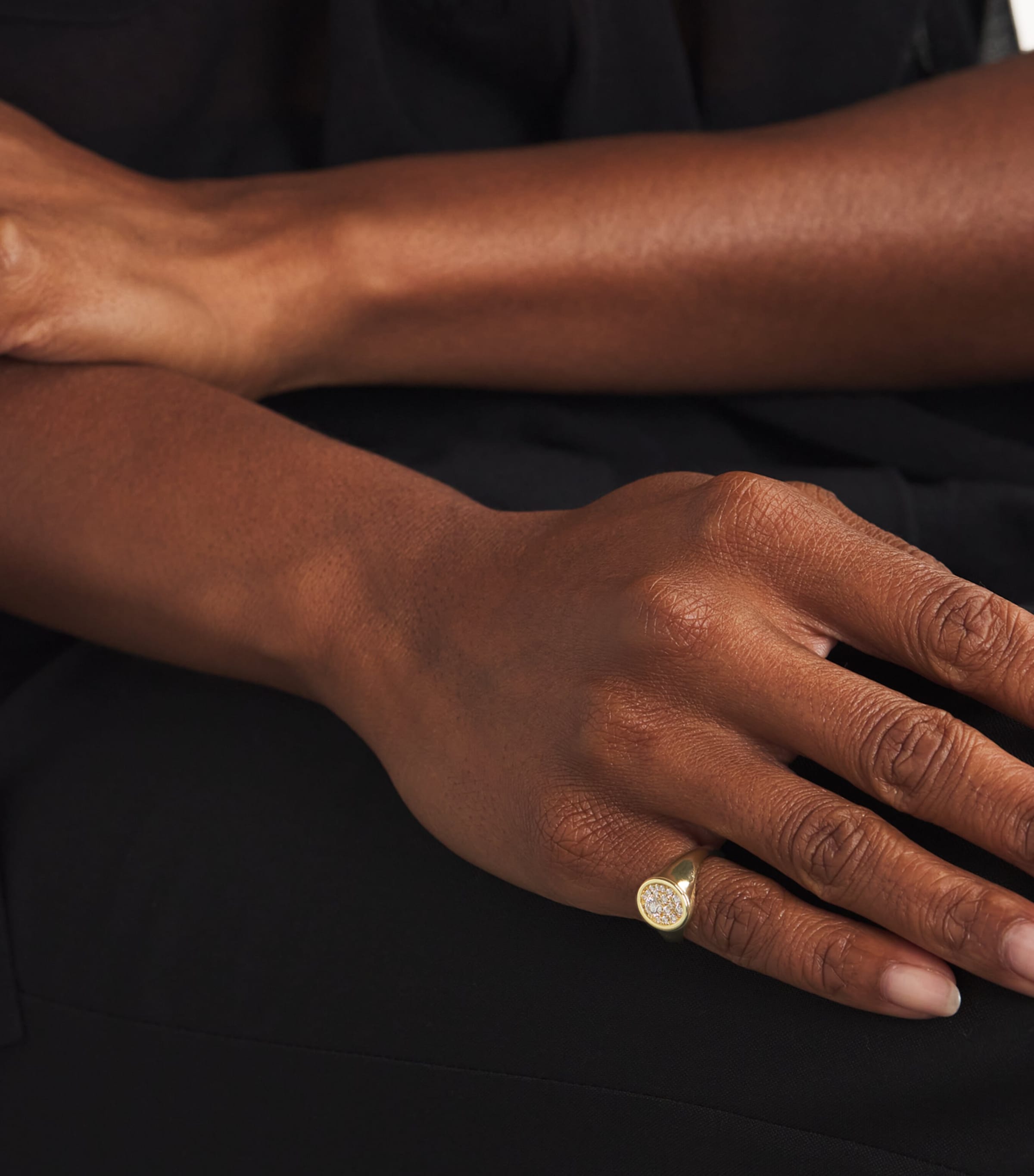 Yellow Gold and Diamond Forget Me Not Signet Ring YELLOW GOLD Image 2