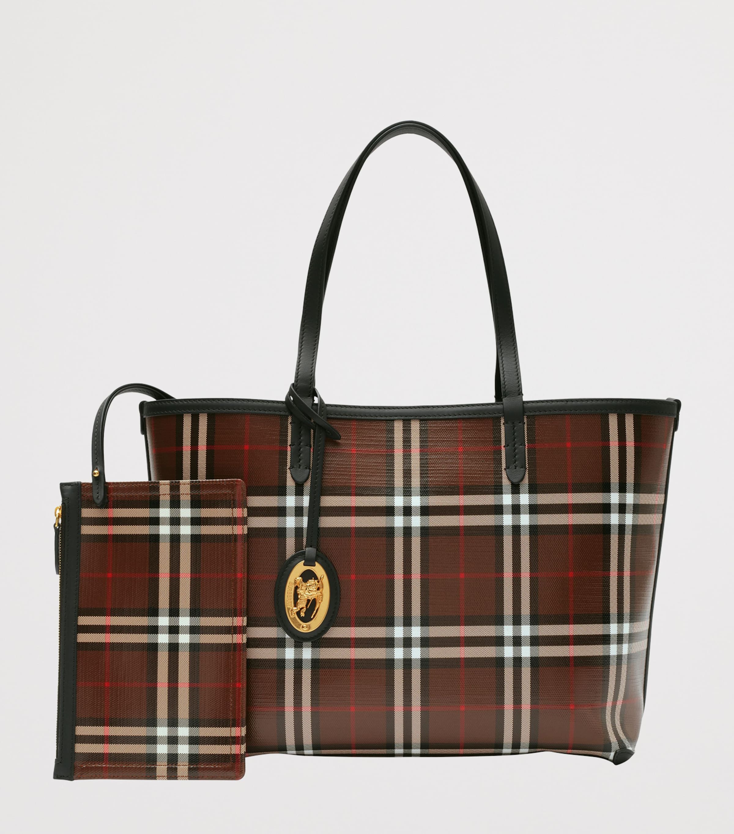 Burberry Small Check Tote Bag Chocolate Brown Image 4