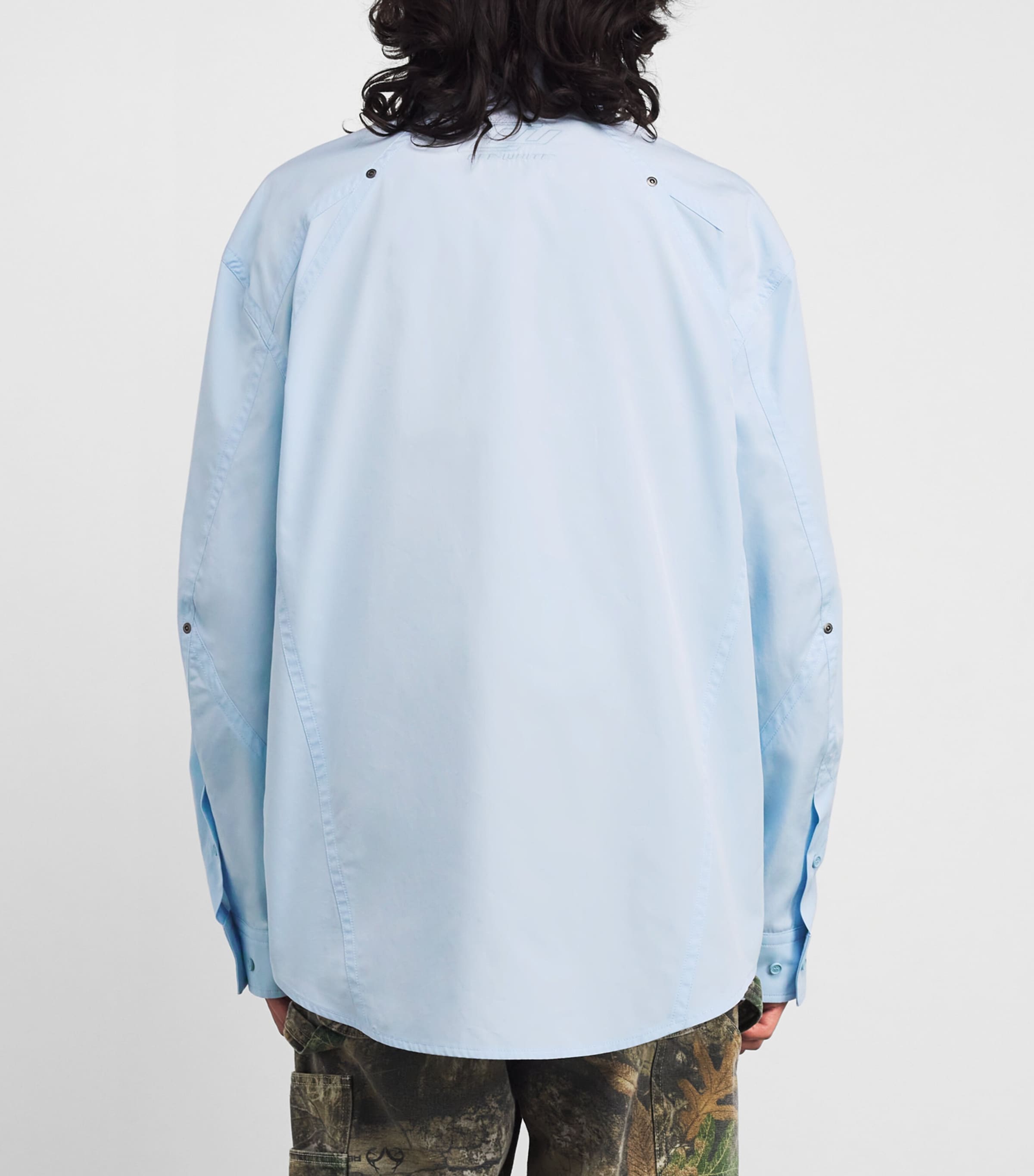 Cotton Poplin Embroidered Shirt BLUE Image 4