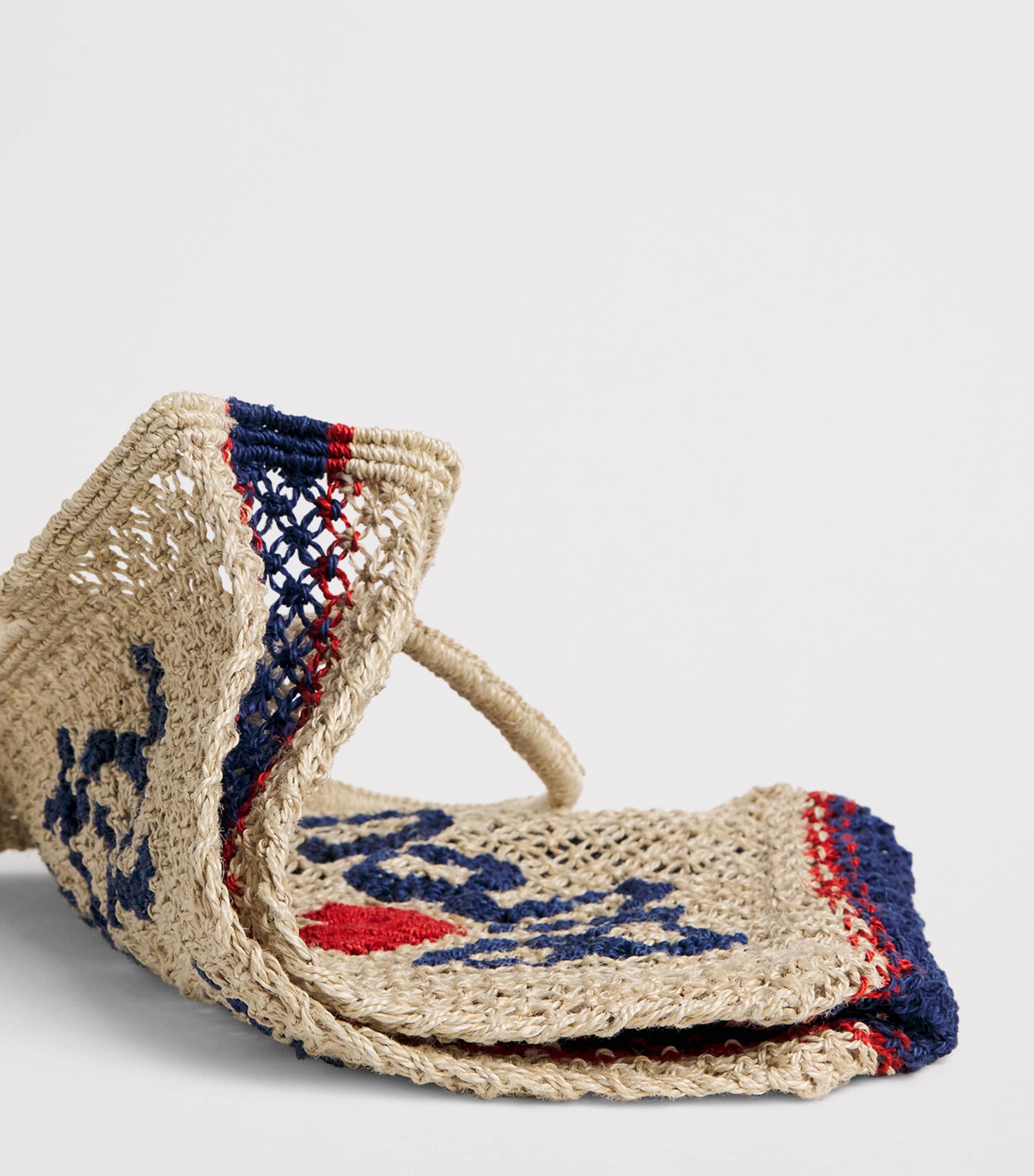 the Jacksons Jute Petit Bisou Lottie Tote Bag Natural Indigo Red Image 6