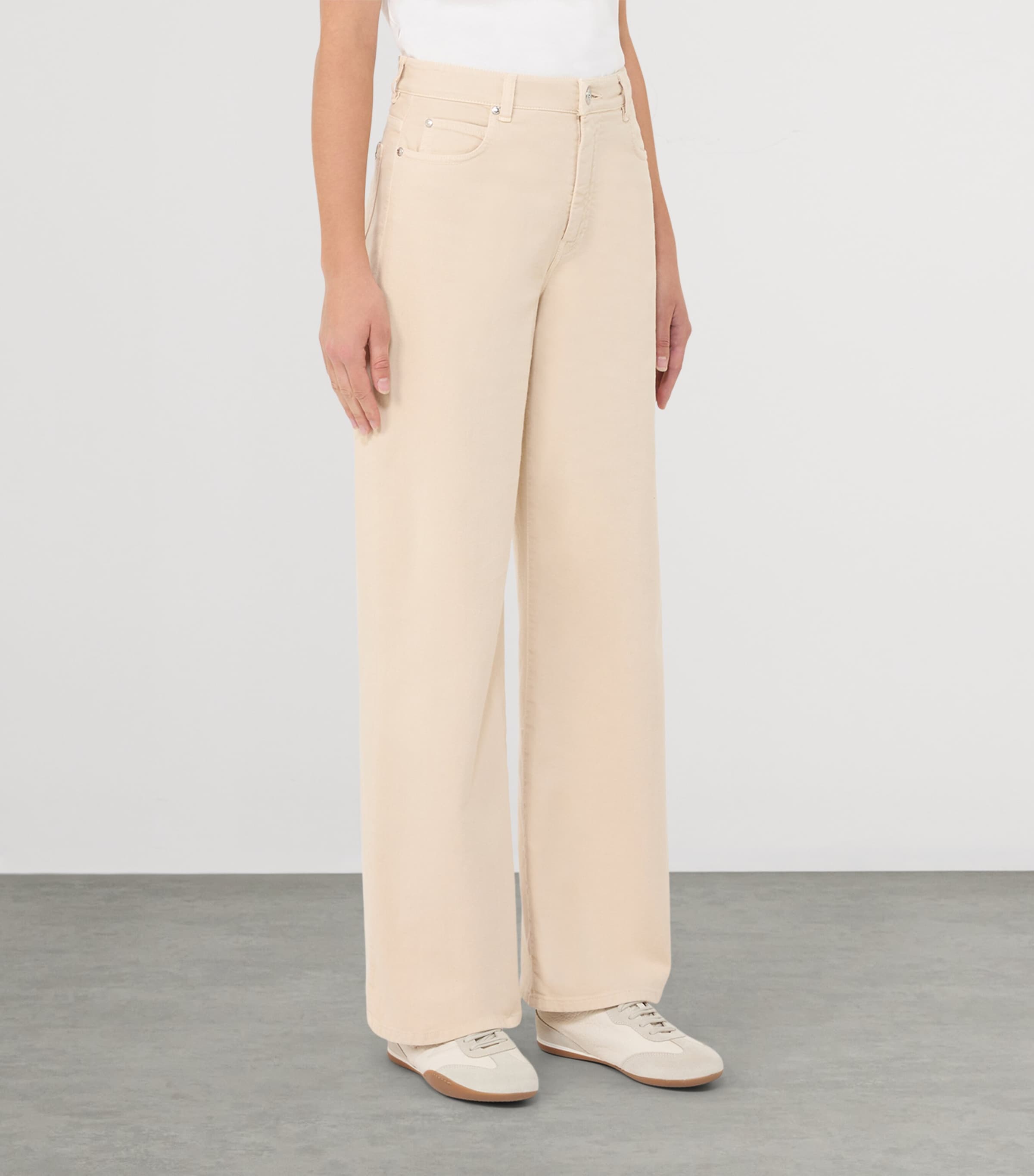 Weekend Max Mara Womens Stretch-Cotton Mid-Rise Wide-Leg Jeans Sand Image 3