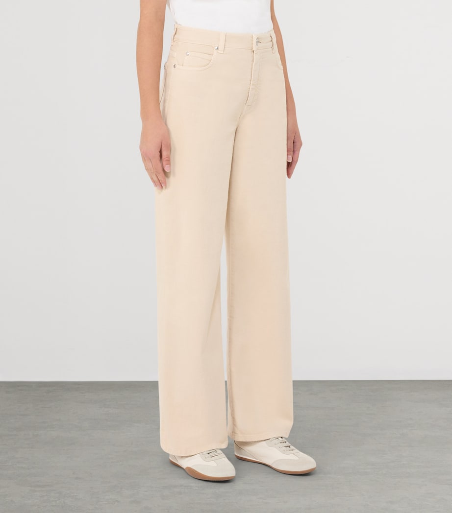 Weekend Max Mara Womens Stretch-Cotton Mid-Rise Wide-Leg Jeans Sand Image 3