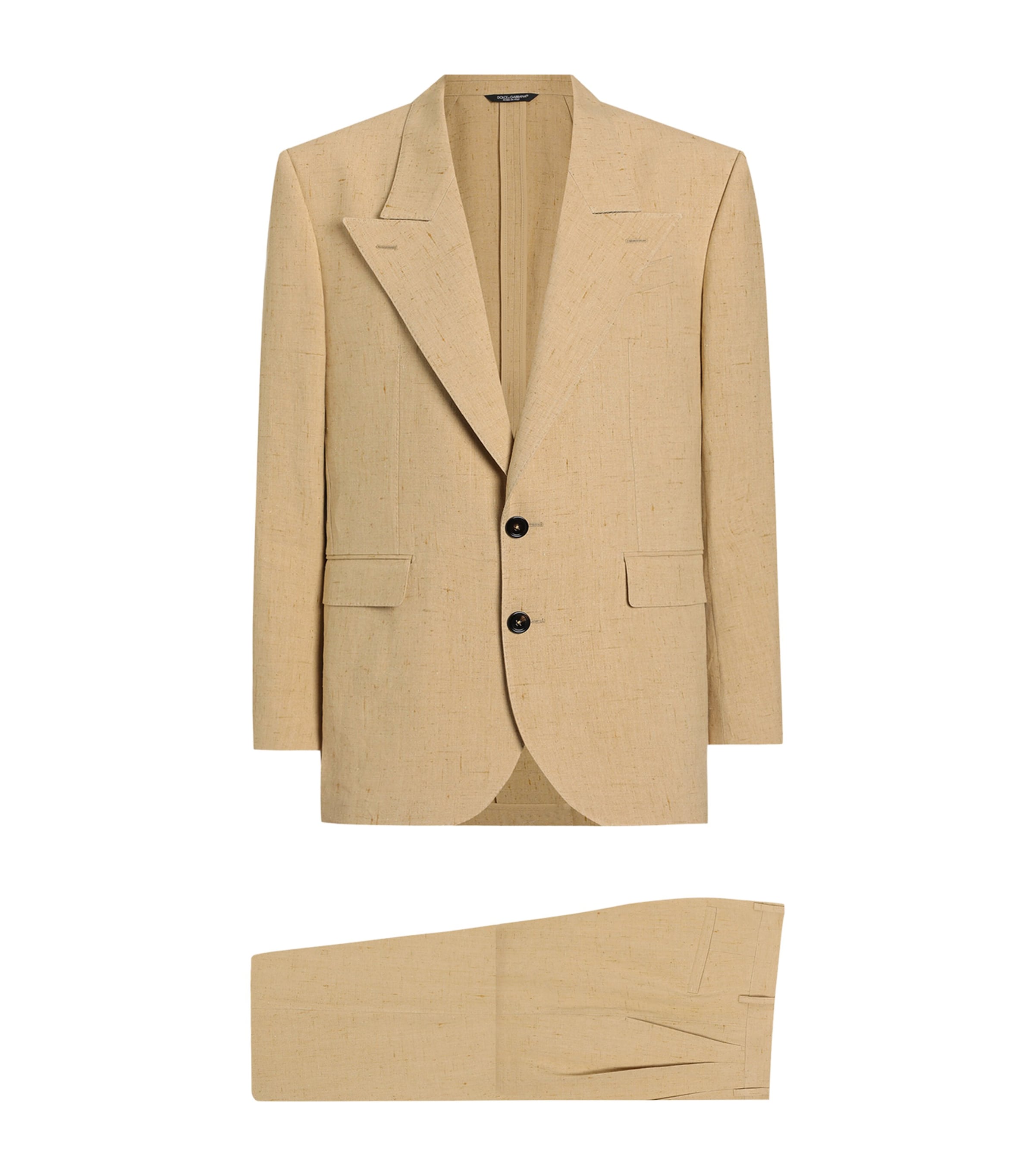 Dolce&Gabbana Mens Linen-Silk Blend 2-Piece Suit White Beige Hazelnut Image 1