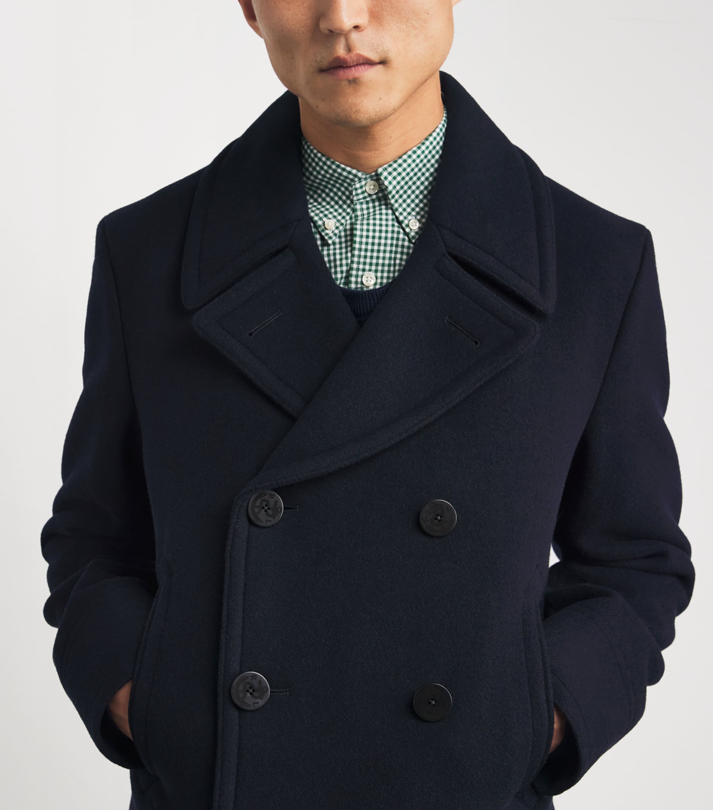 Polo Ralph Lauren Navy Wool-Blend Melton Peacoat | Harrods US