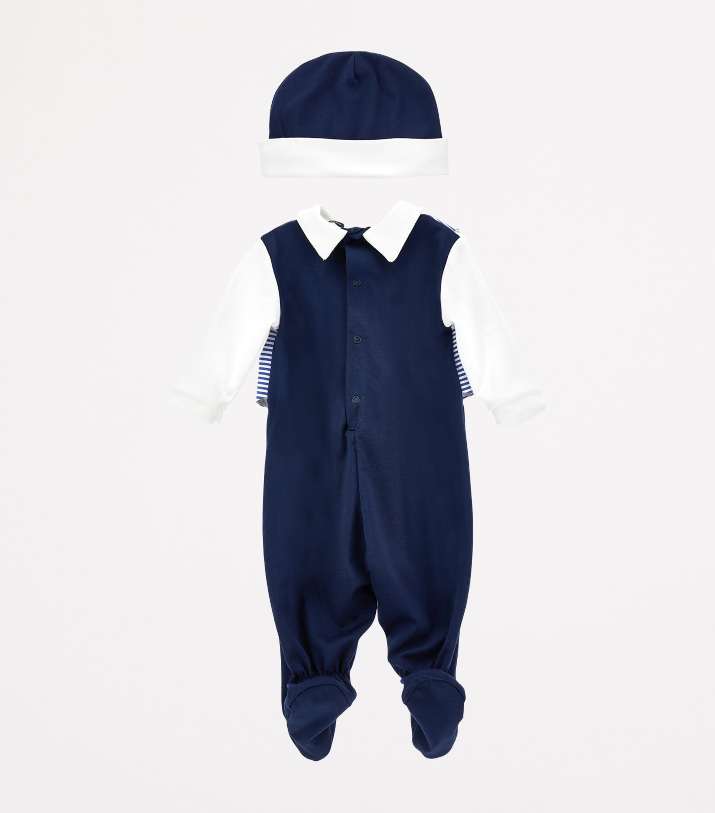 Cotton Tuxedo All-In-One (1-6 Months) PANNA+BLU Image 2