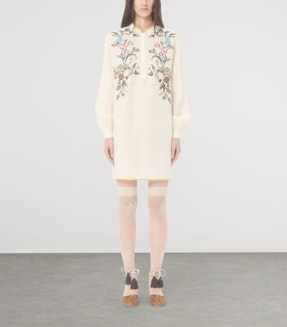 Valentino Womens Linen Embroidered Mini Dress Image 2