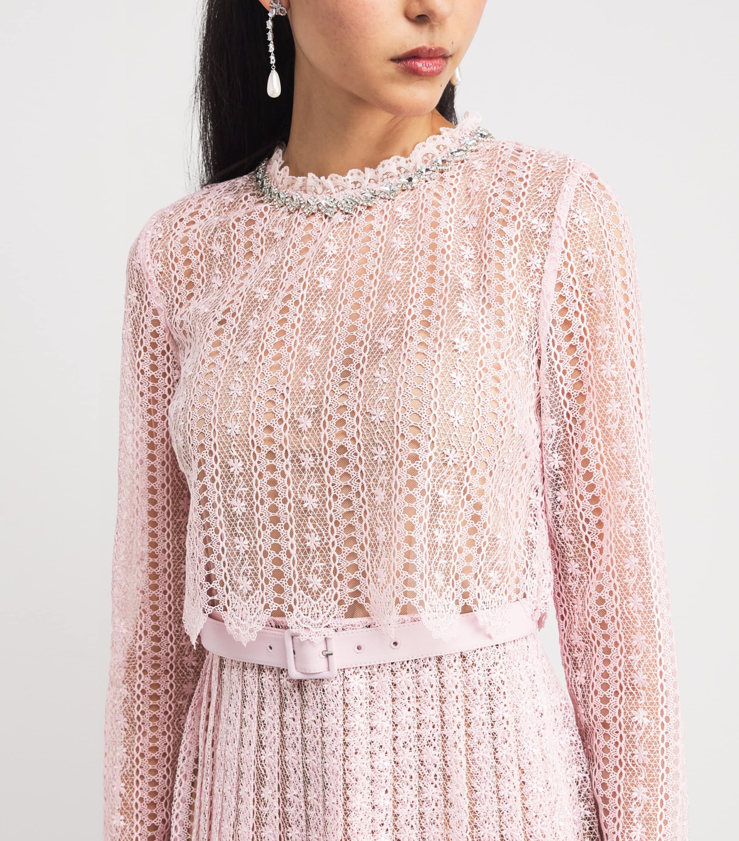 Organza Lace Midi Dress PINK Image 4