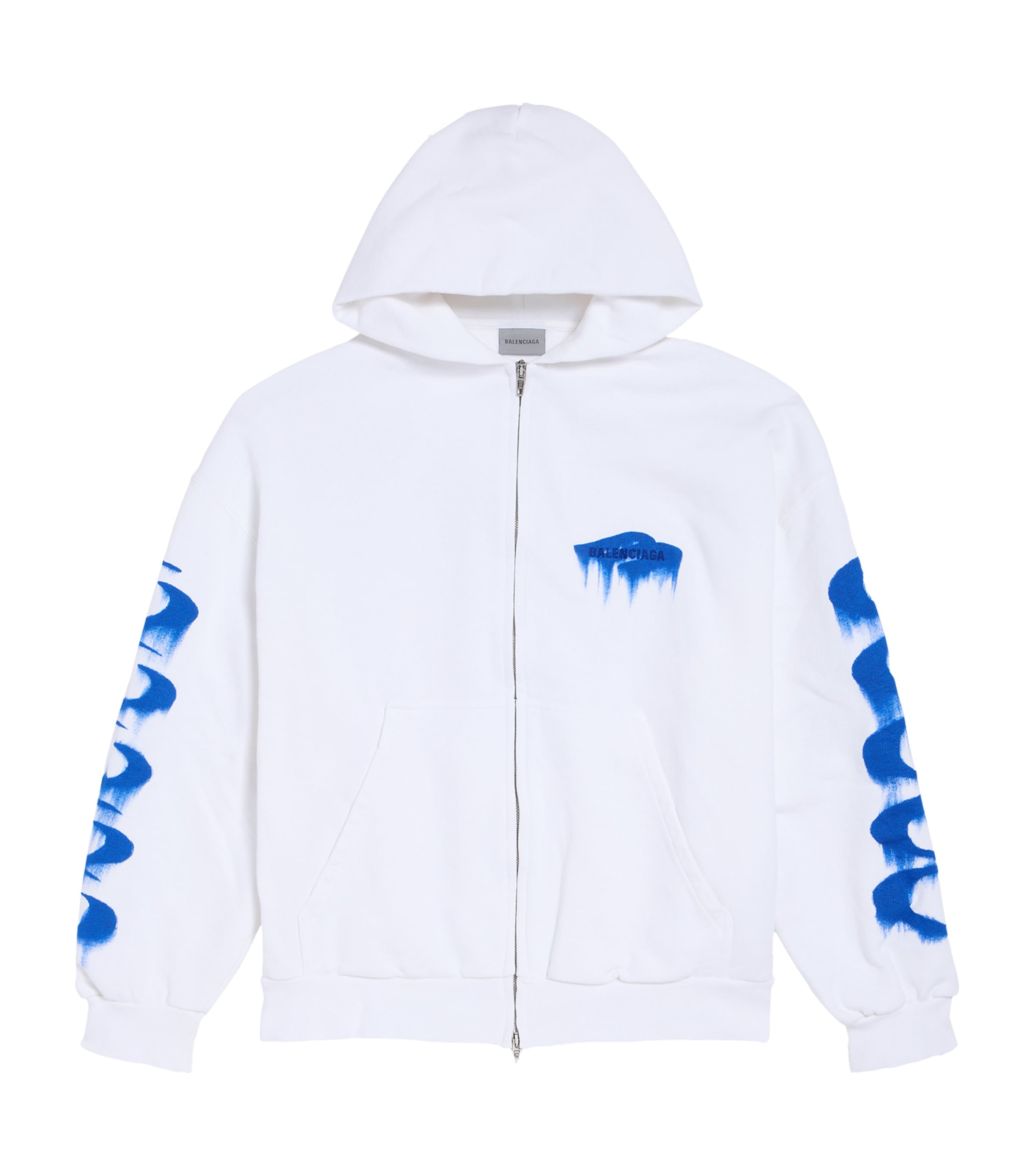 Balenciaga Mens Cotton Wet Brush Zip-Up Hoodie Image 1