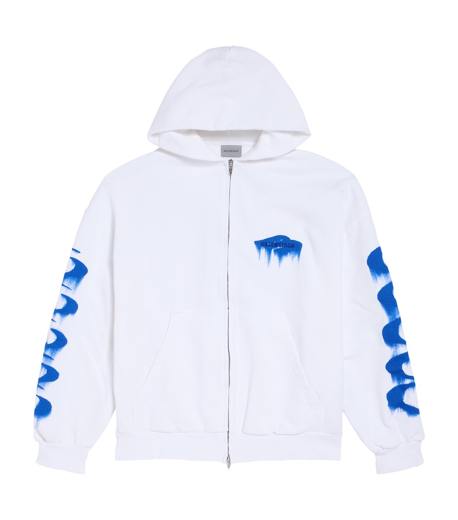 Balenciaga Mens Cotton Wet Brush Zip-Up Hoodie Image 1