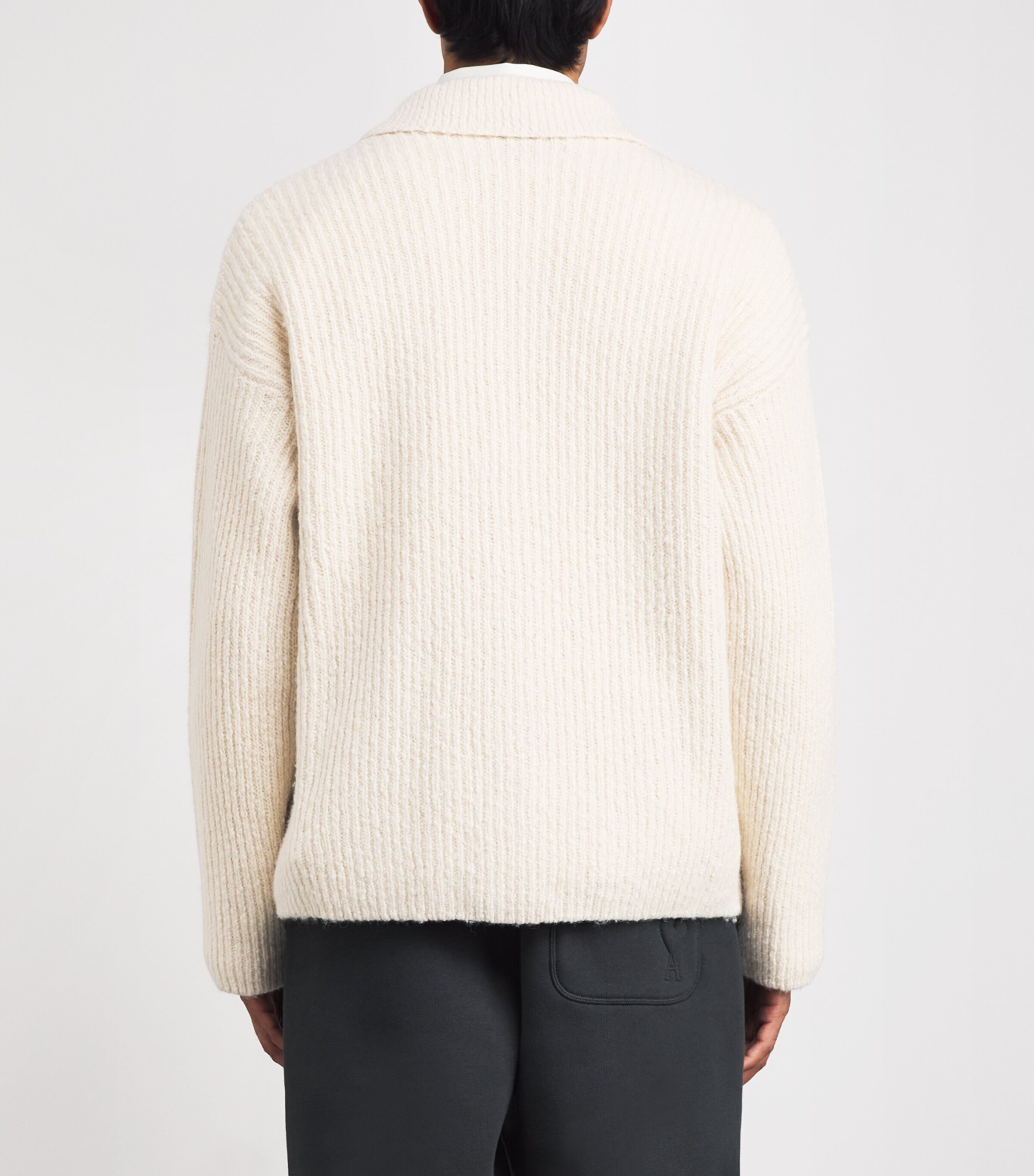 Wool-Blend Rib-Knit Cardigan 185 - IVOIRE Image 4