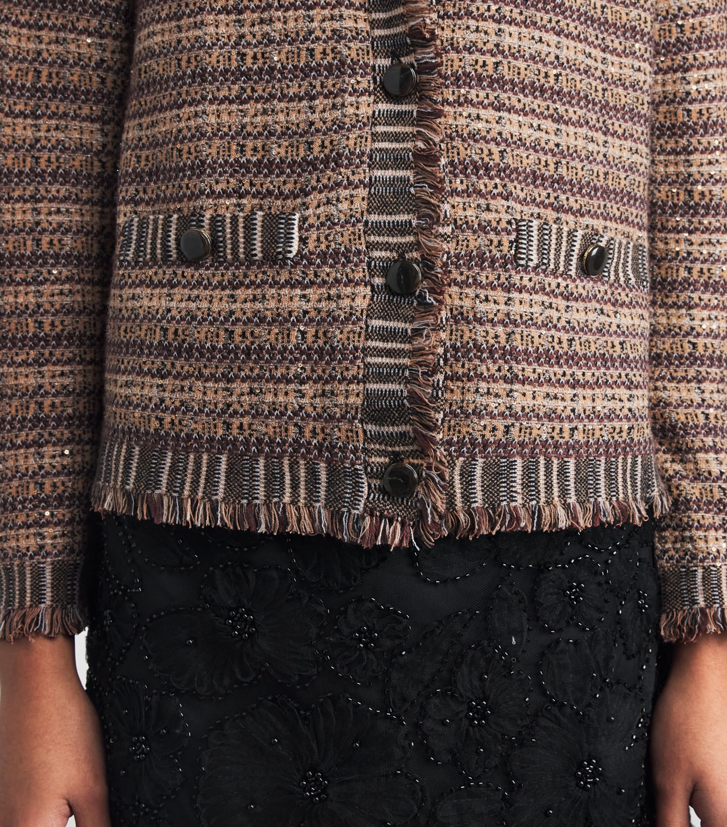 Veronica Beard Womens Wool-Blend Tweed Sariyah Jacket Burgundy Multi Image 3