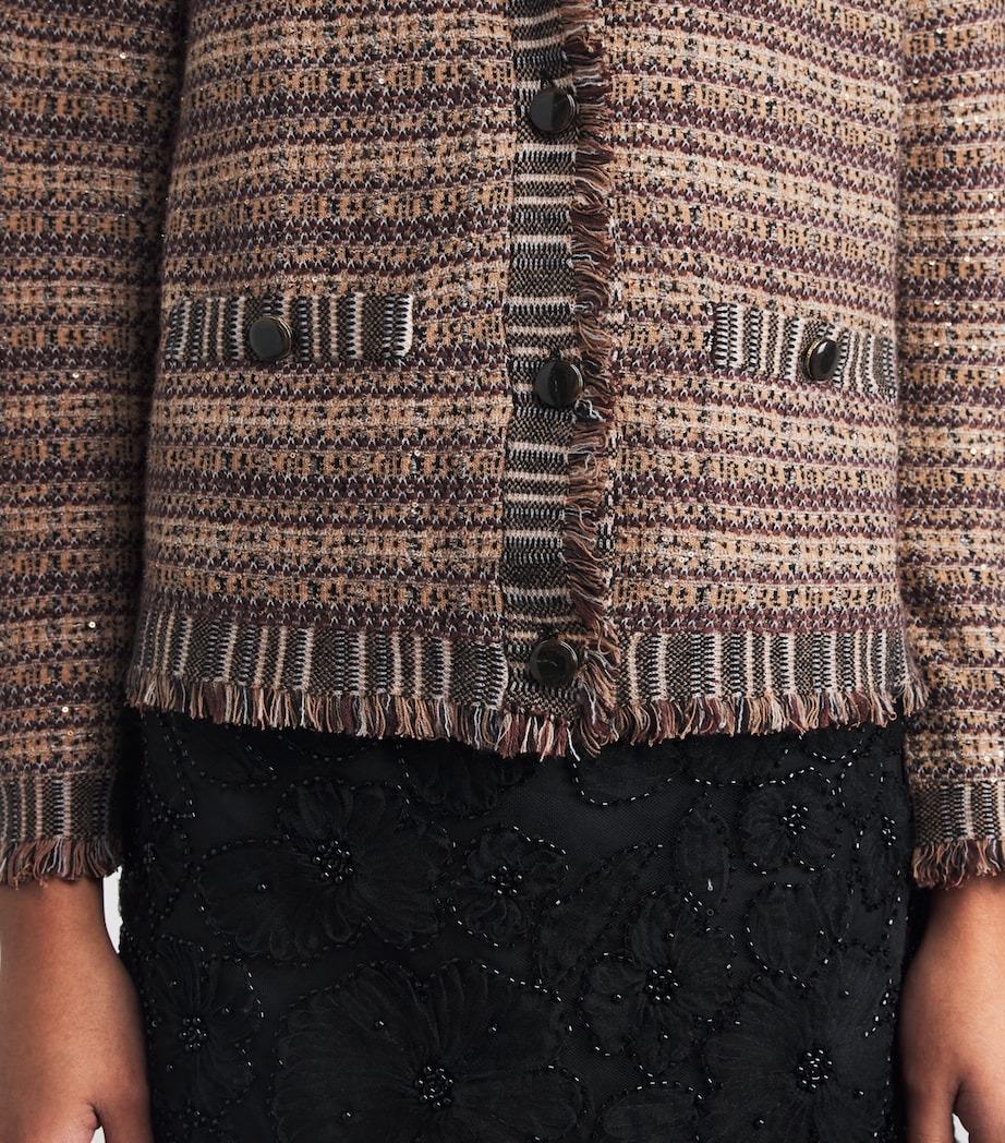 Veronica Beard Womens Wool-Blend Tweed Sariyah Jacket Burgundy Multi Image 3