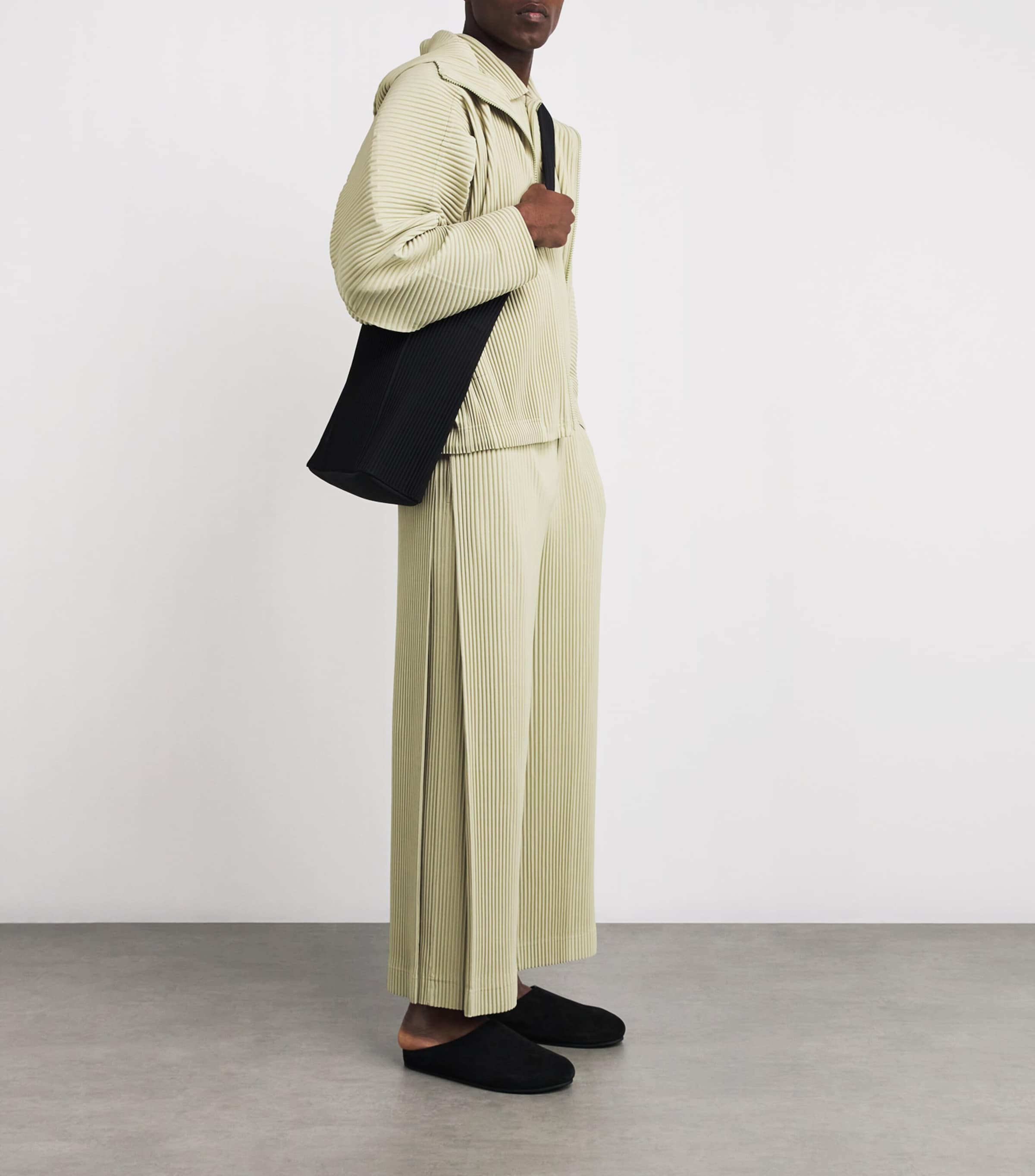 Pleated Wide-Leg Trousers 42-DRY GRASS GREEN Image 2