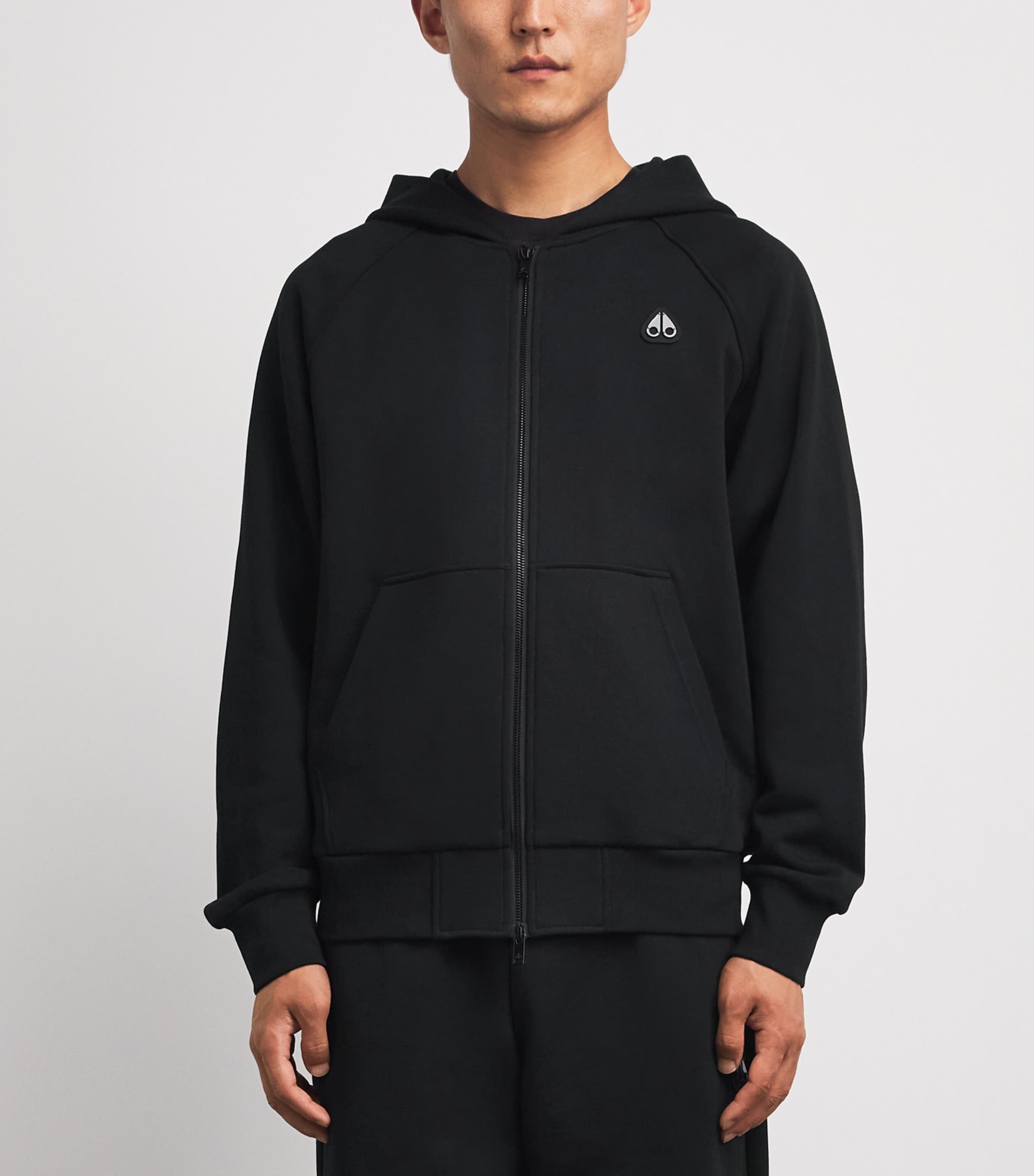 Moose Knuckles Mens Logo Yul Zip-Up Hoodie Black Image 4