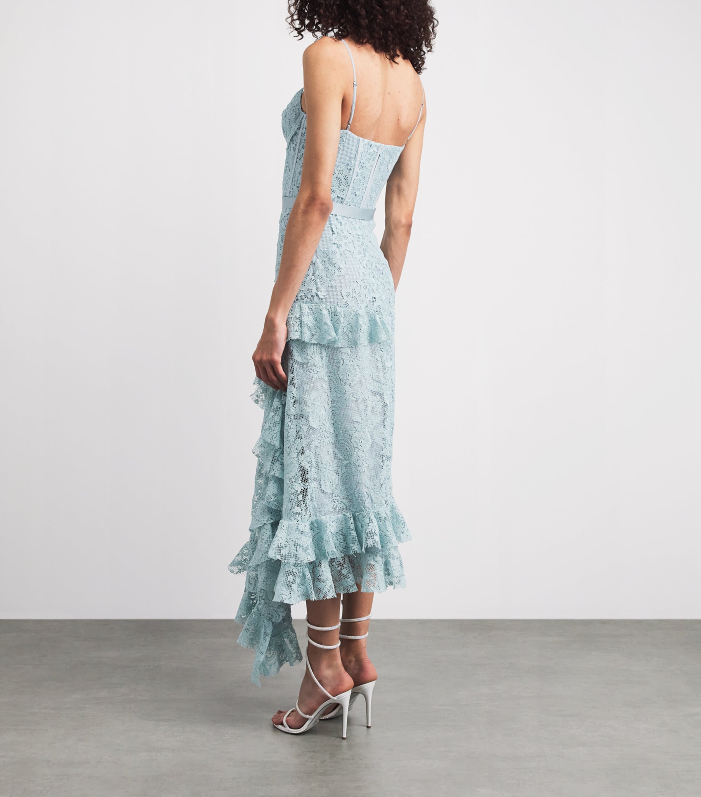 Erdem Womens Floral Lace Midi Dress Sky Blue Image 4