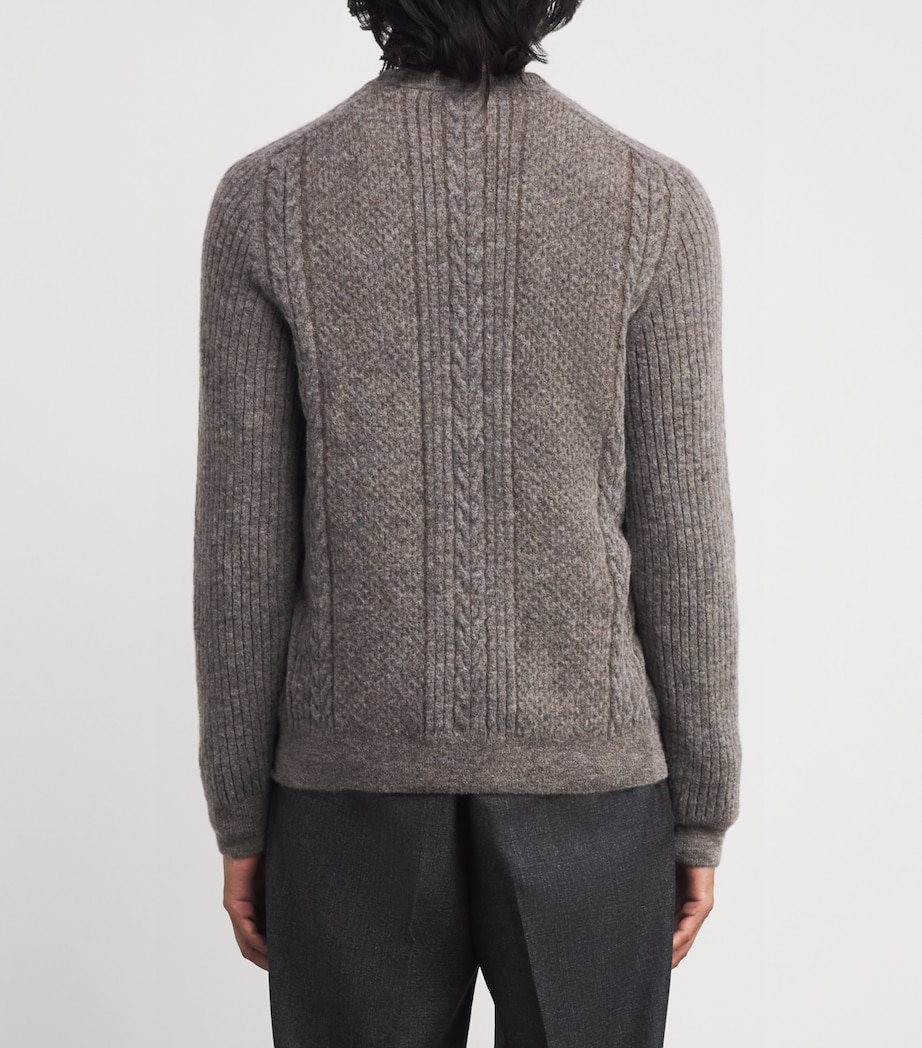 Pal Zileri Mens Alpaca-Blend Cable-Knit Sweater Grey Image 4