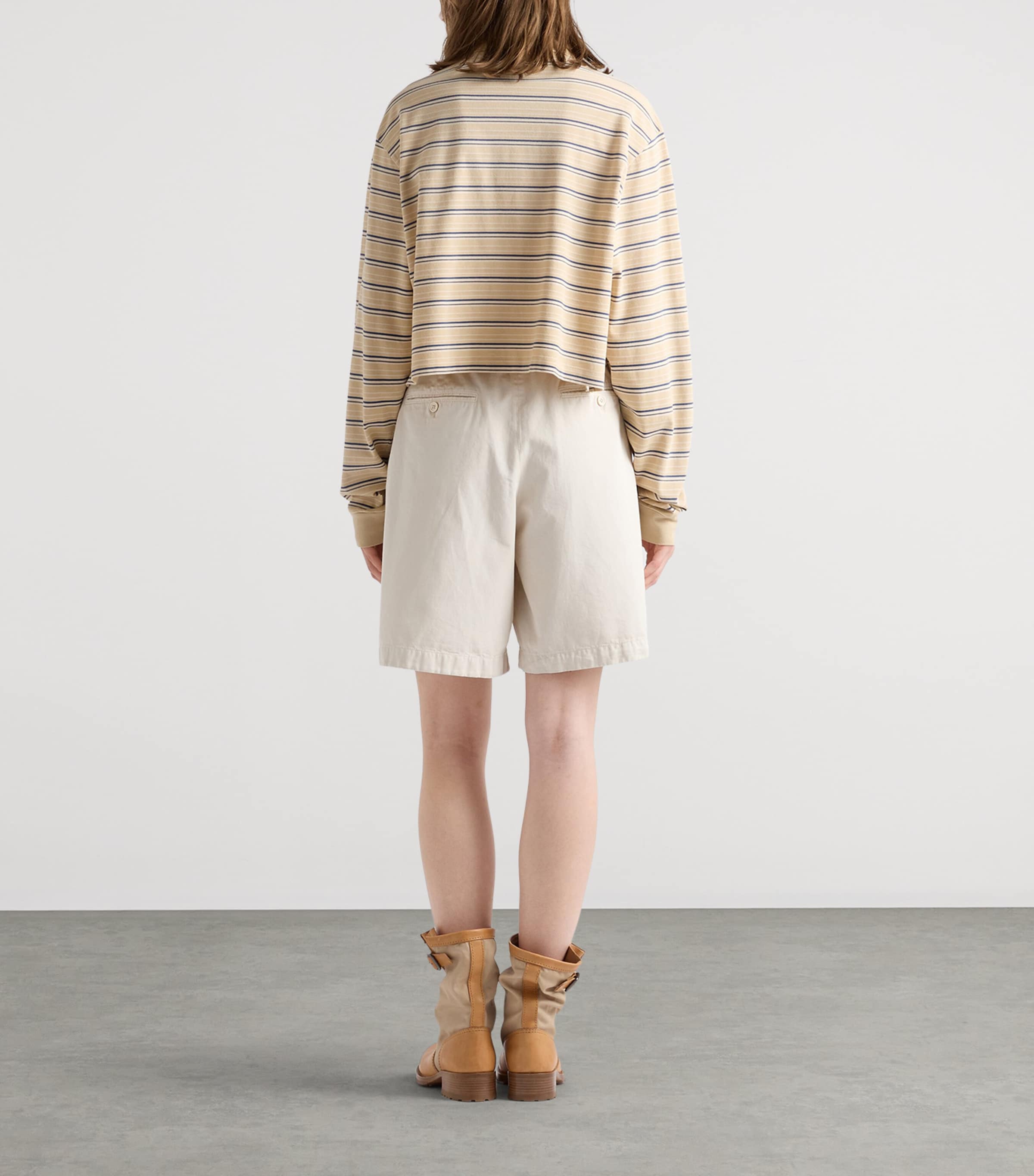 Prada Womens Cotton Stripe Polo Shirt Neutral Image 4