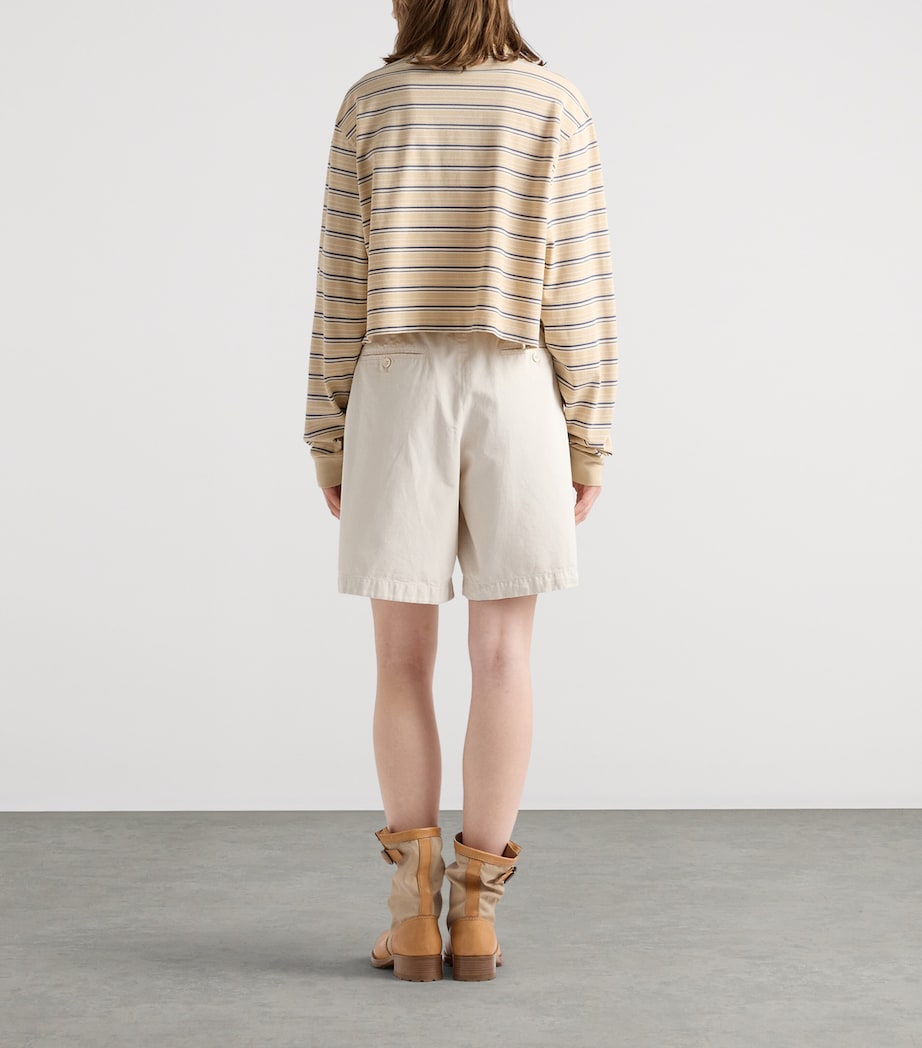 Prada Womens Cotton Stripe Polo Shirt Neutral Image 4