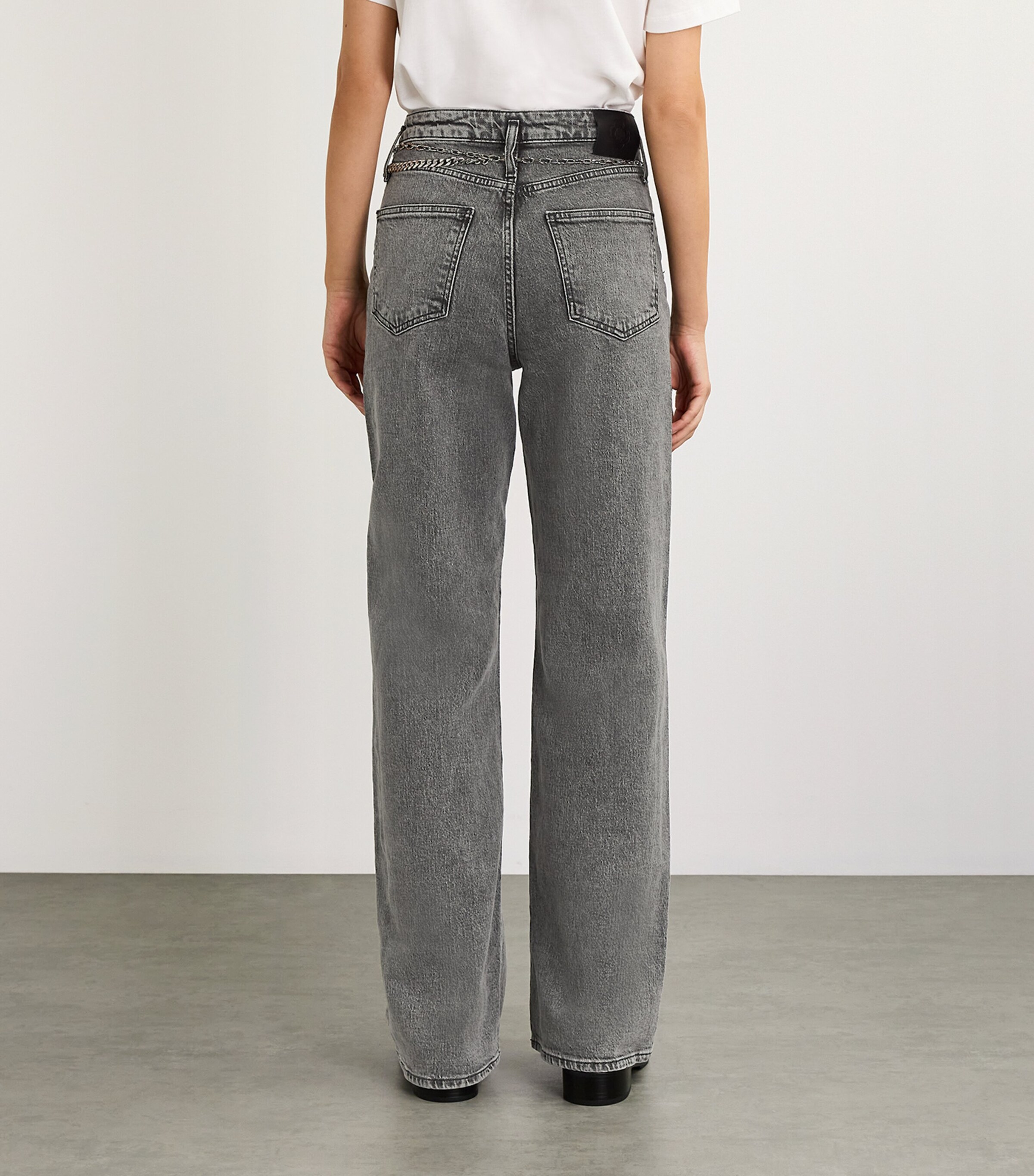 Chain-Detail Wide-Leg Jeans GREY Image 4