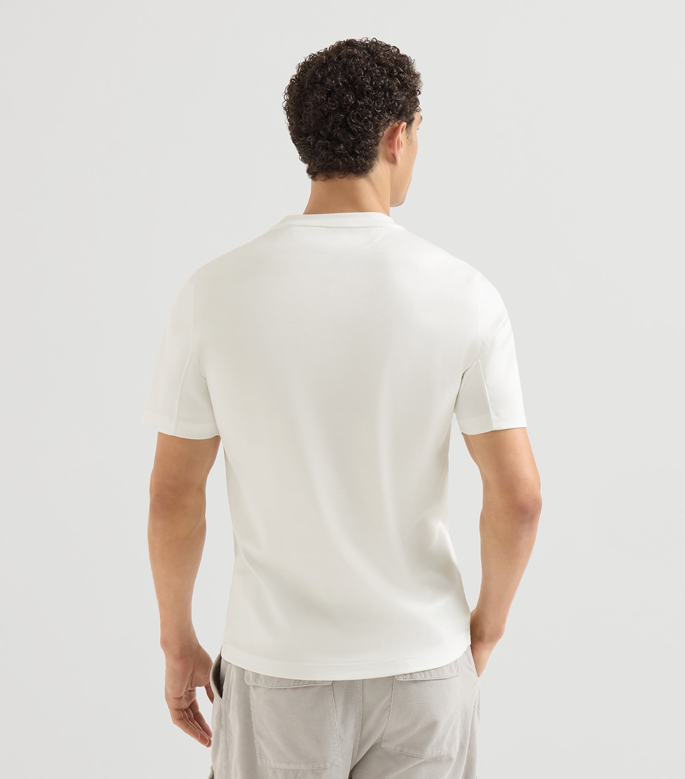 Brunello Cucinelli Mens Cotton Logo T-Shirt White+brown Image 5